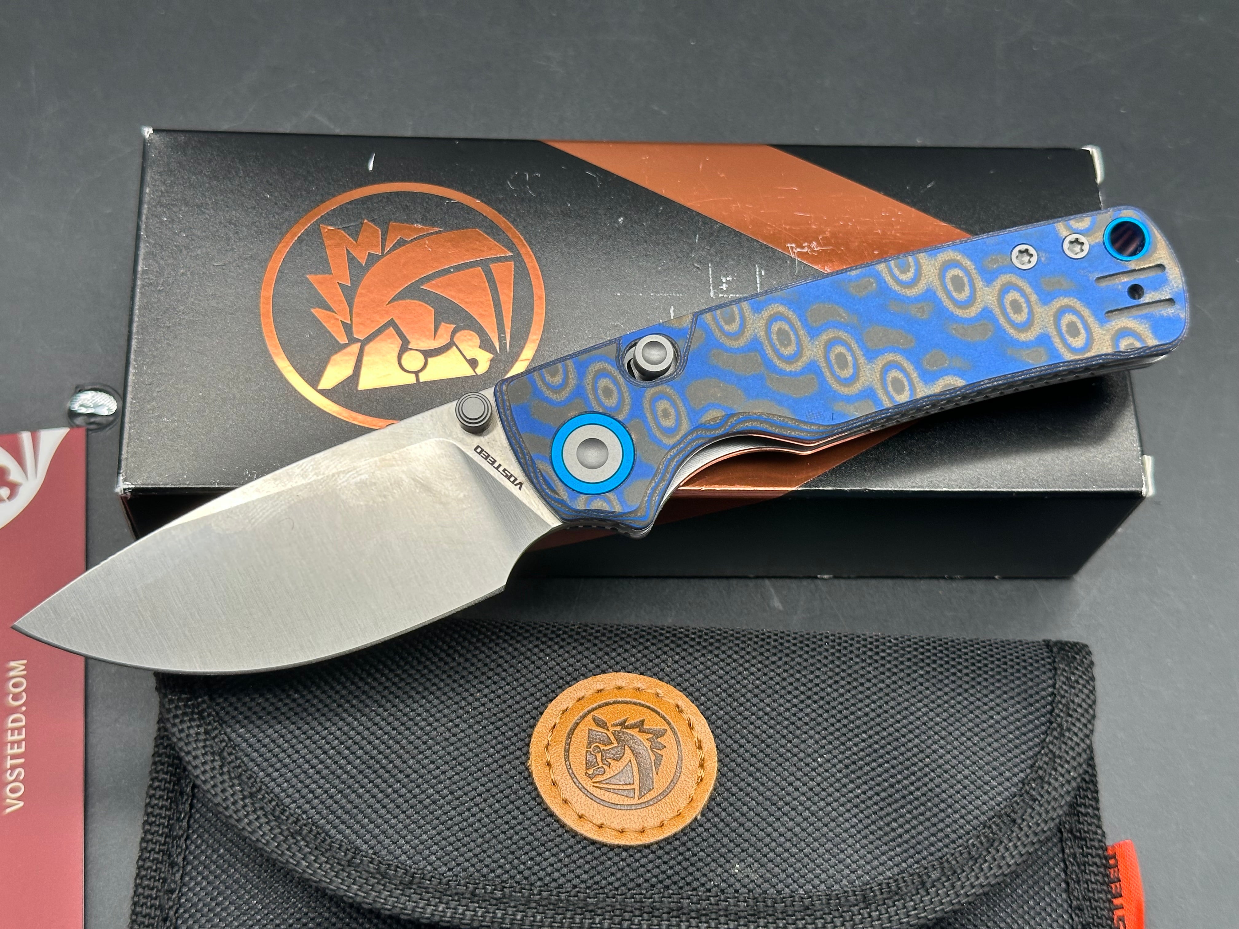 Vosteed Porcupine blue ocean micarta handle w/14C48N blade