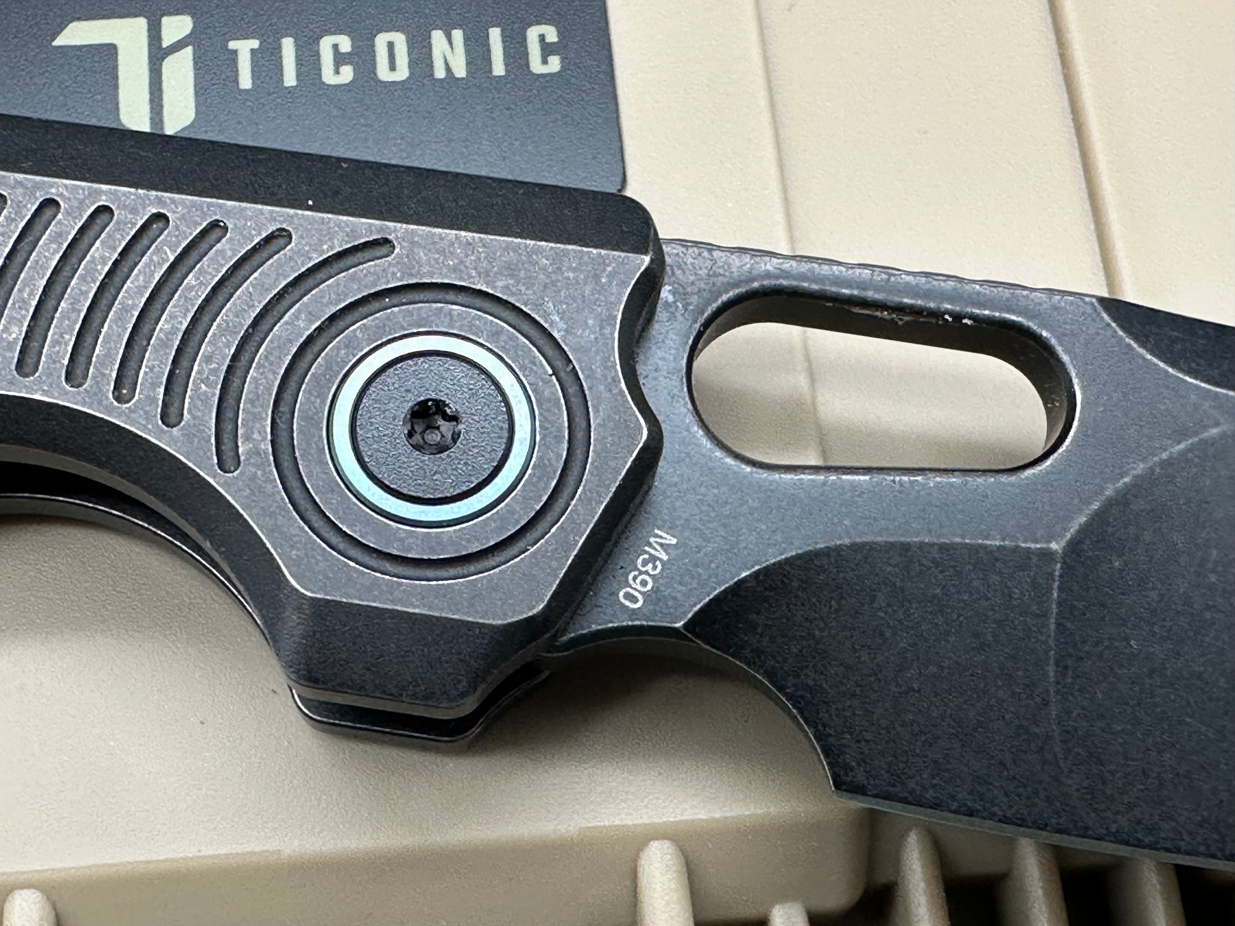 Ticonic 1 (J0104), Black Stonewashed M390 Blade, Black Stonewashed Titanium Handles with Radial Milling, Black Stonewashed Pocket Clip
