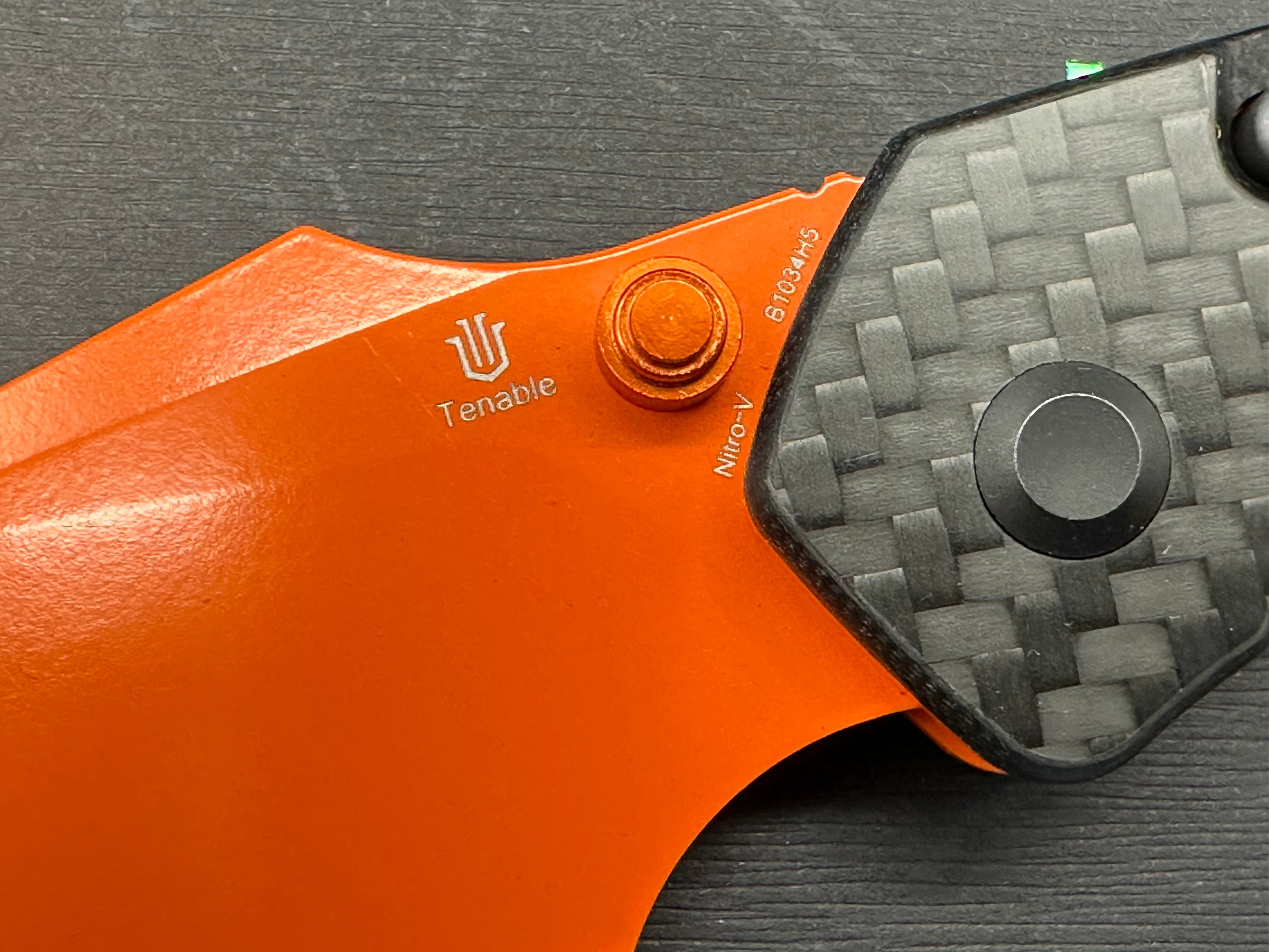 Tenable Fenrir black CF handle w/ orange coated Nitro V blade