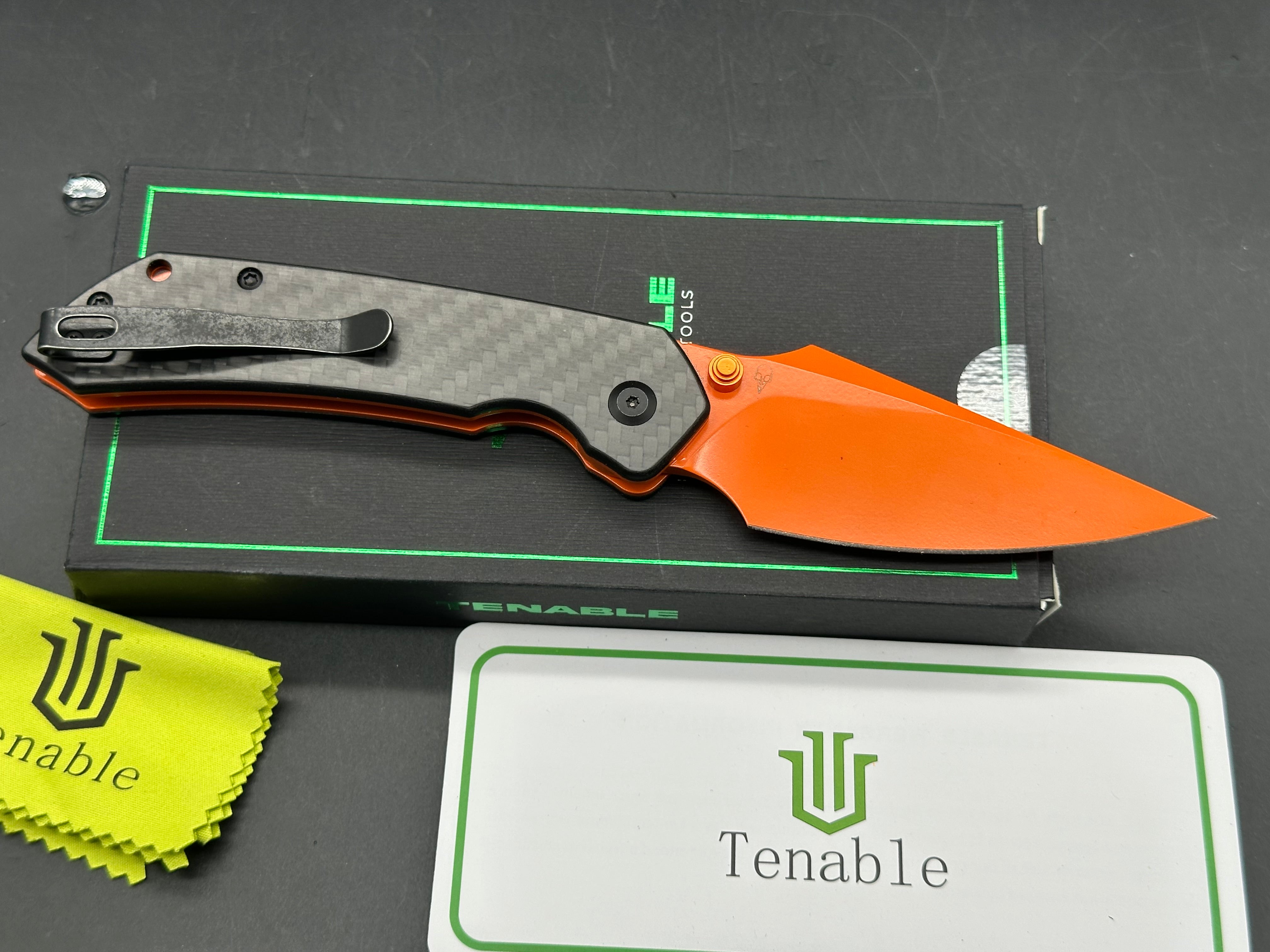 Tenable Fenrir black CF handle w/ orange coated Nitro V blade