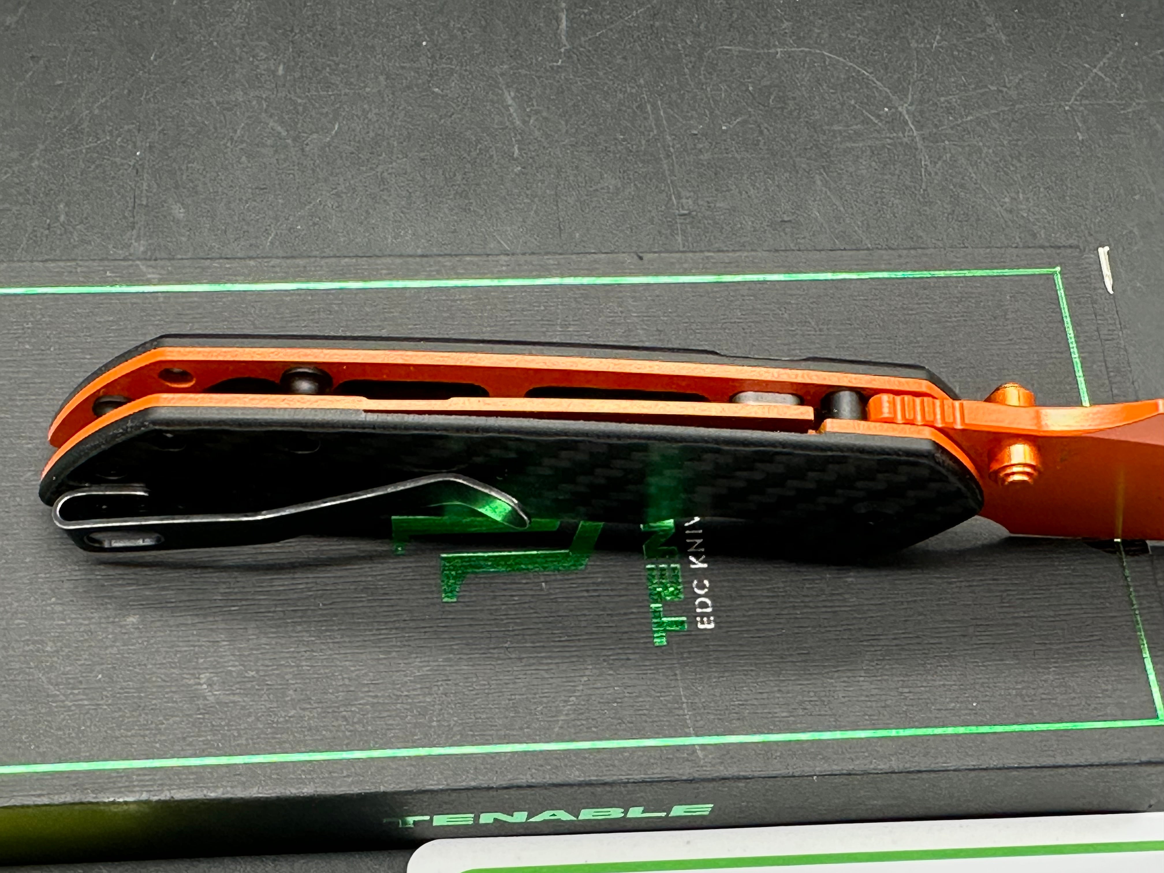 Tenable Fenrir black CF handle w/ orange coated Nitro V blade