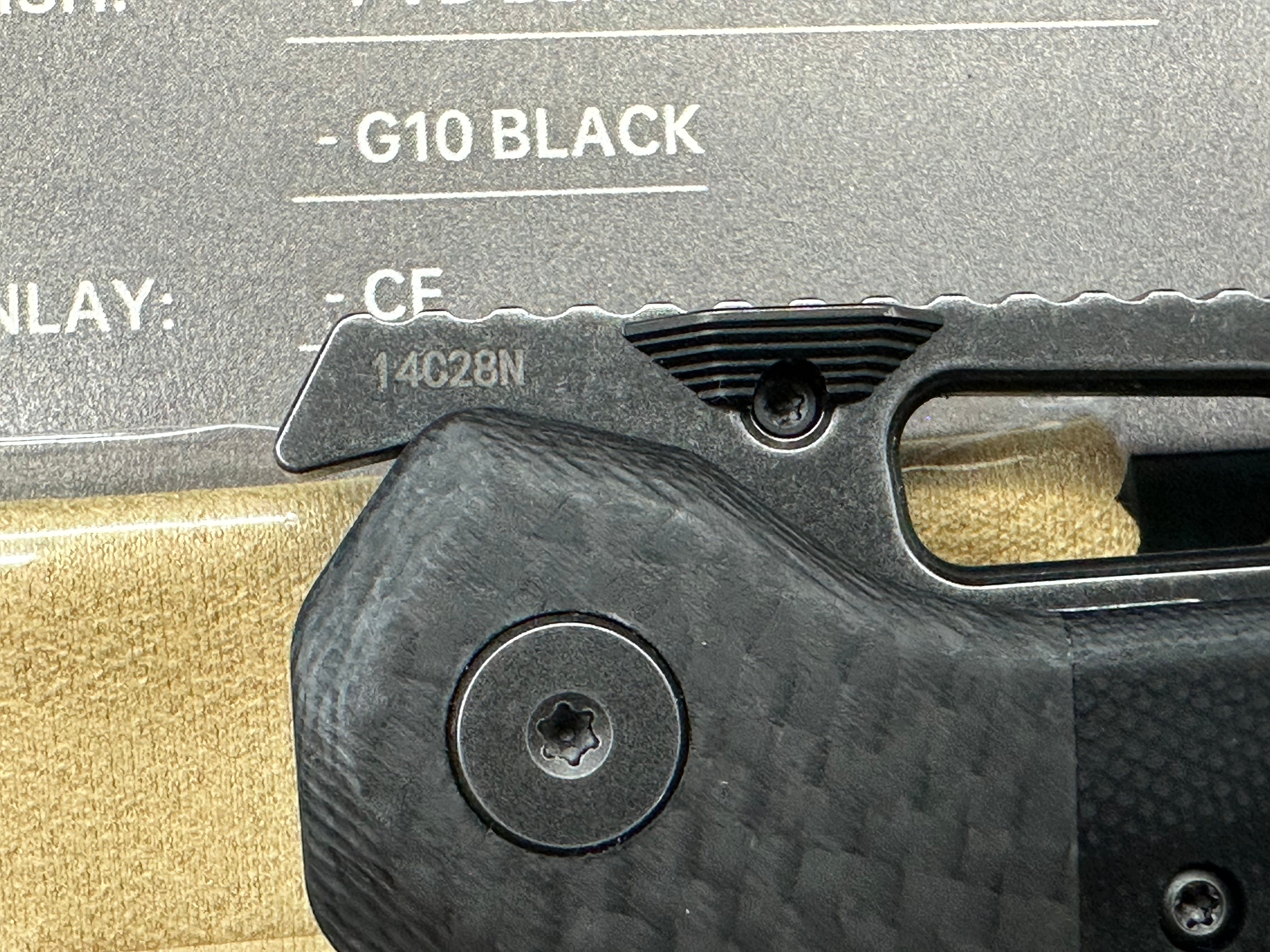 Ketuo Yakuza G-10 V2, Blackwashed 14C28N Blade, Black G-10 Handles with Carbon Fiber Bolsters