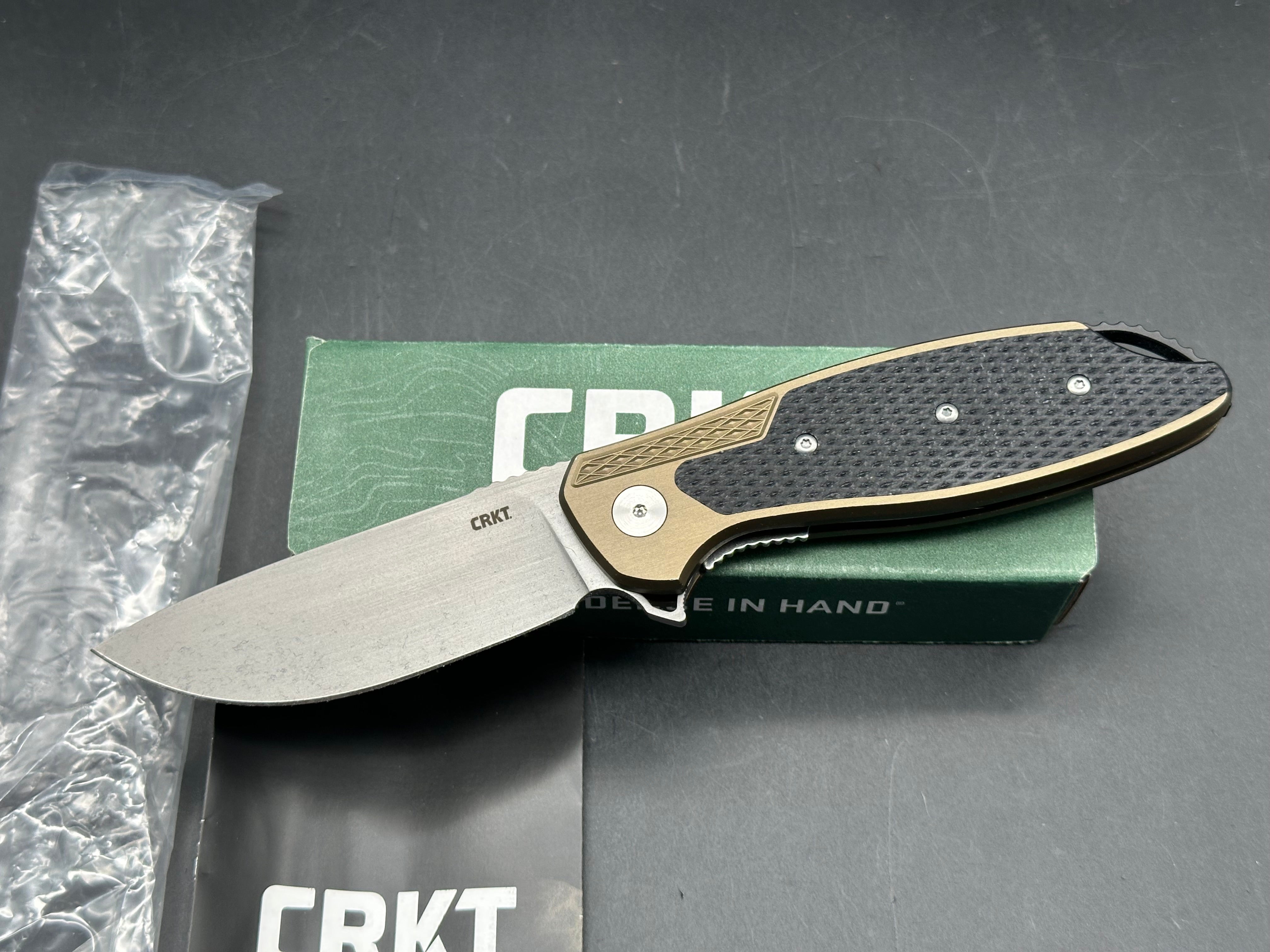 CRKT Ken Onion Jake Liner Lock Knife Bronze Aluminum (3.32" Bead Blast)