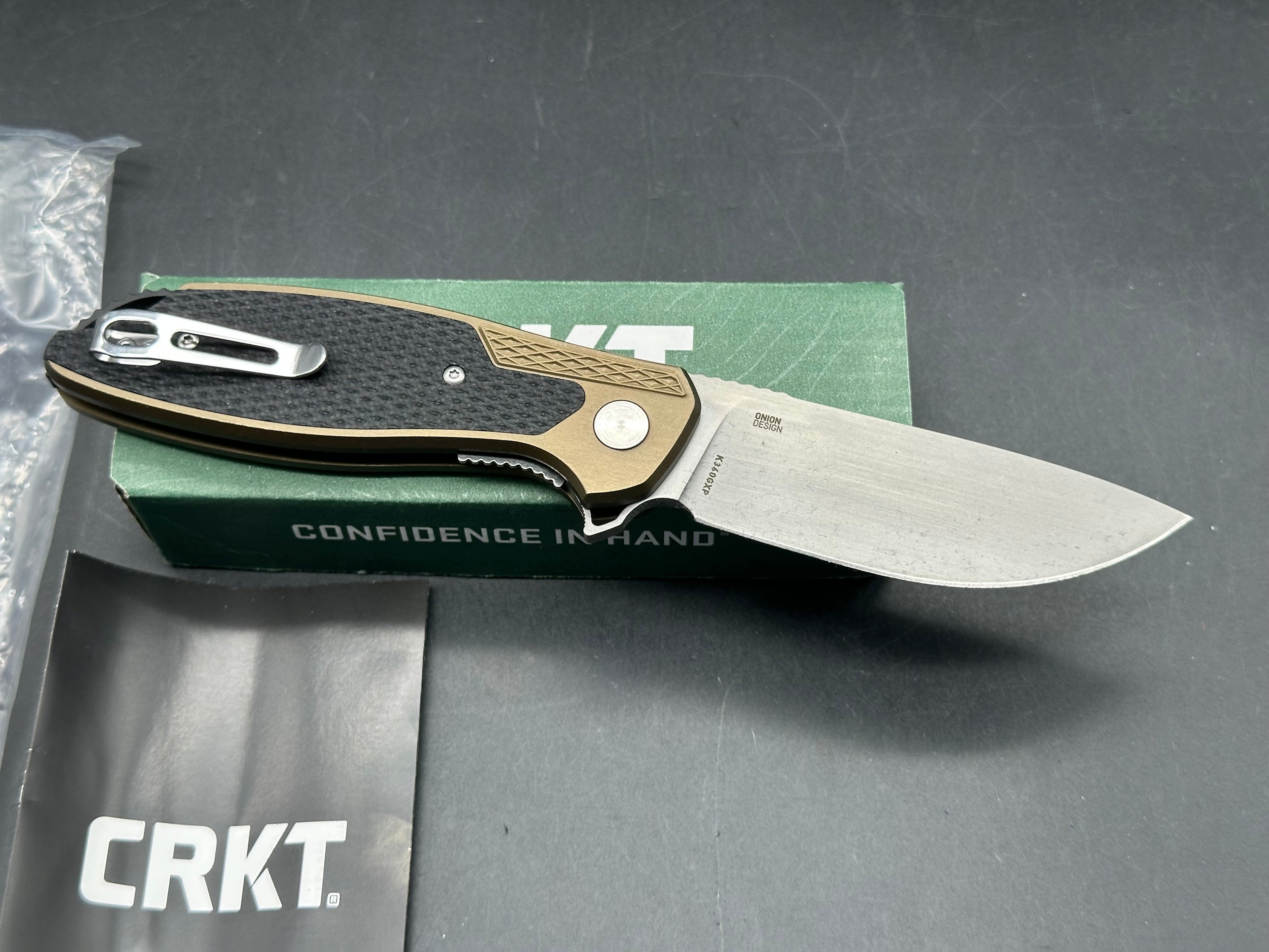 CRKT Ken Onion Jake Liner Lock Knife Bronze Aluminum (3.32" Bead Blast)