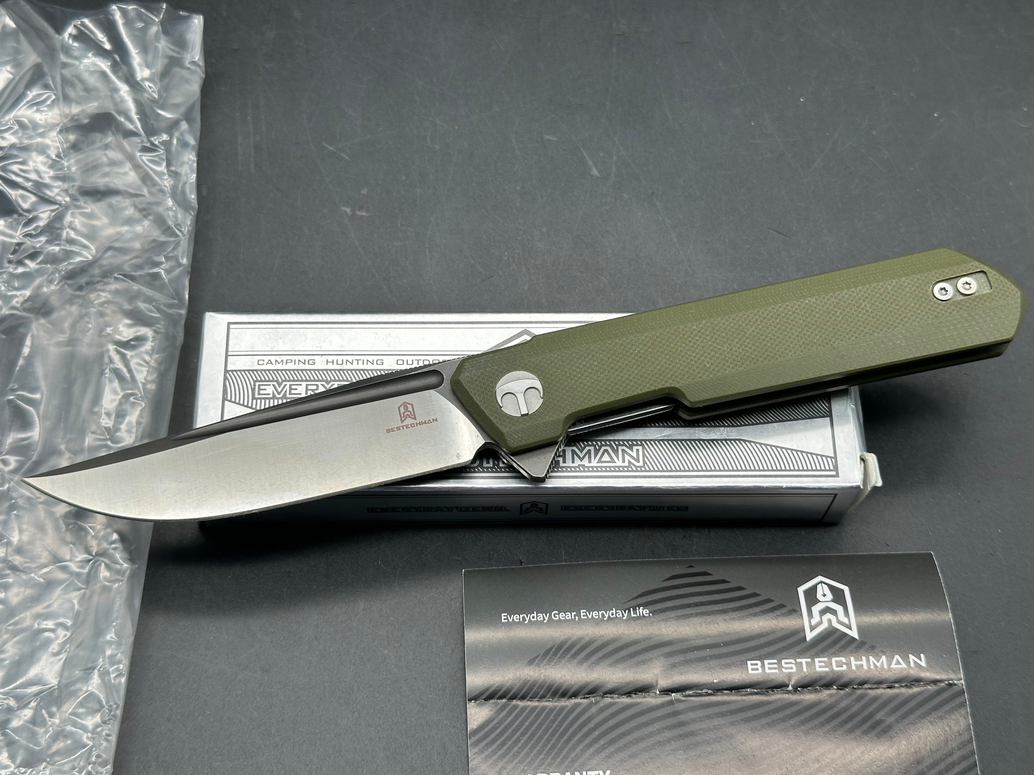Bestechman Dundee Liner Lock Knife G-10 OD Green (3.3" Two Tone)