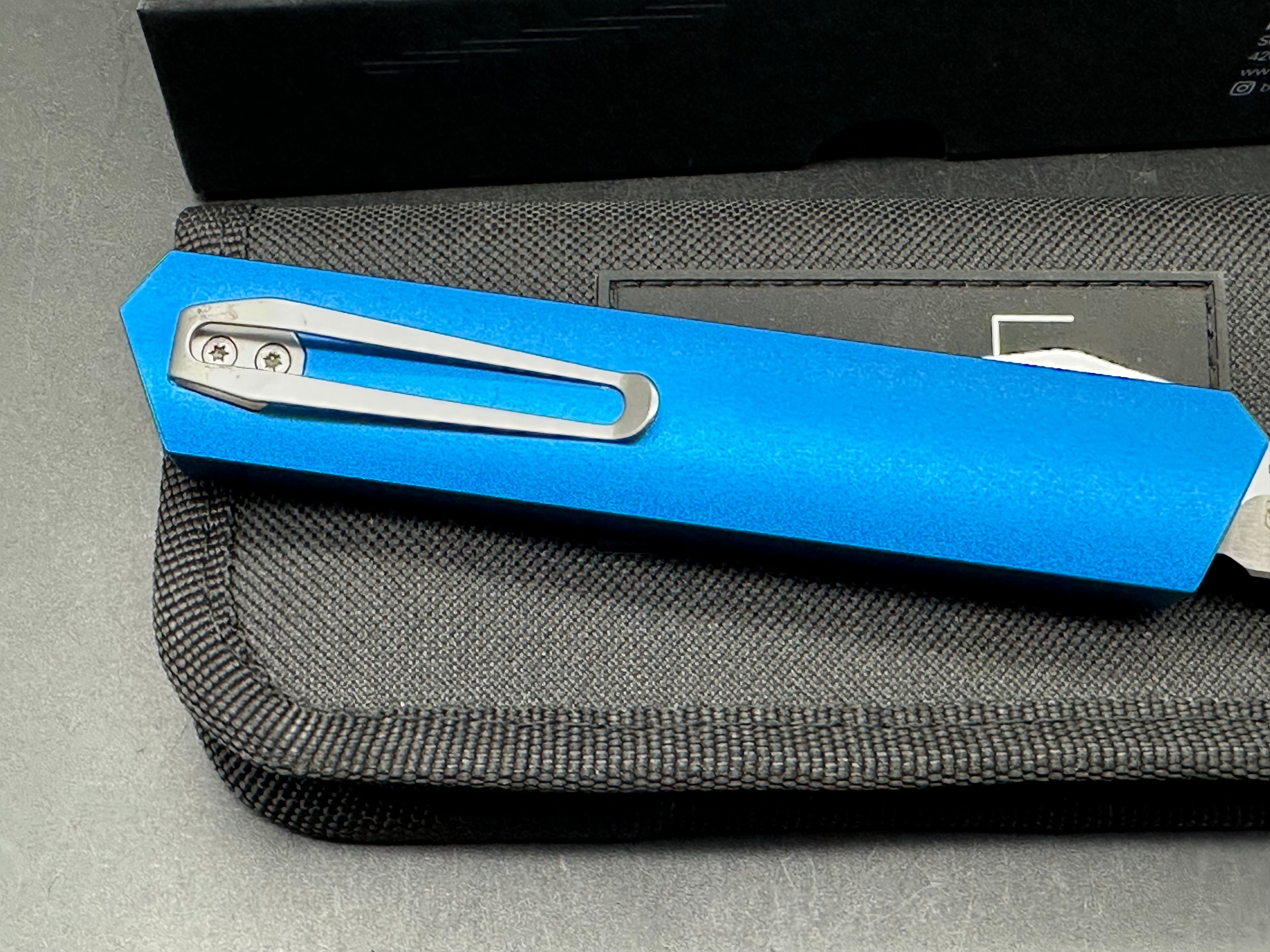 Boker Kwaiken OTF Automatic Knife Blue Aluminum (3.4" Satin)
