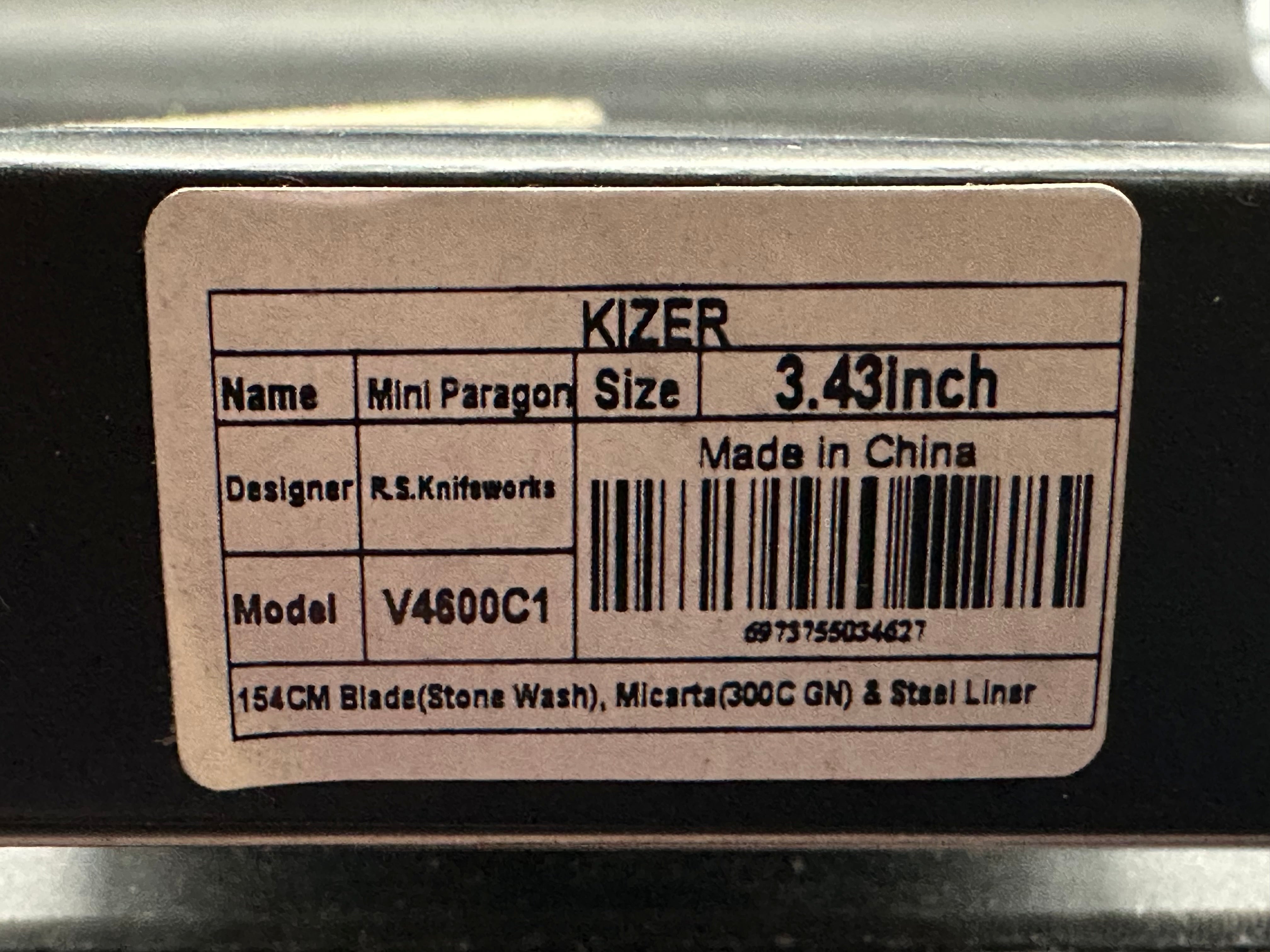 KIZER MINI PARAGON 3.43" MICARTA 154CM