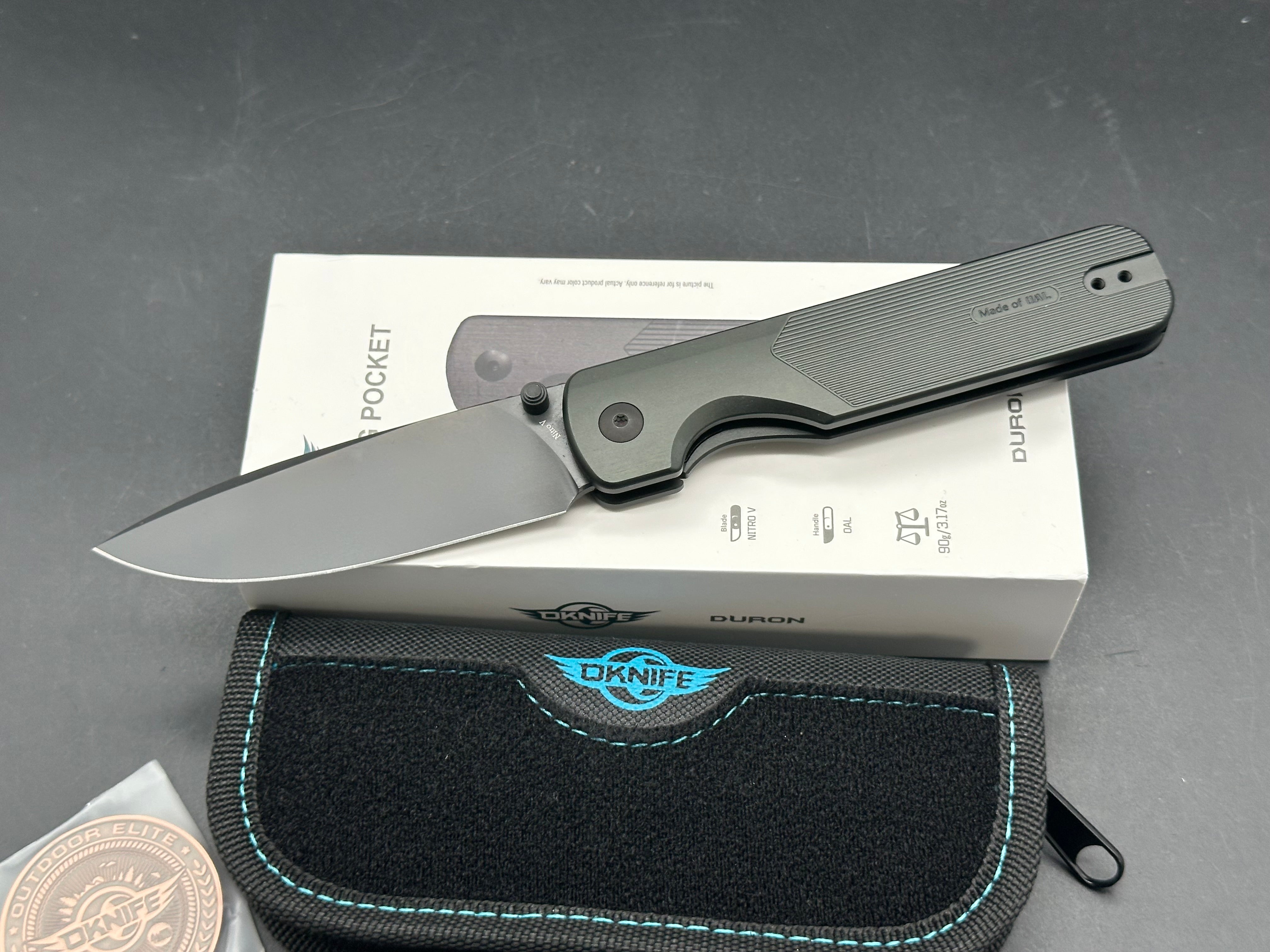 Oknife Duron Stealth Grey OAL handle w/Nitro V blade