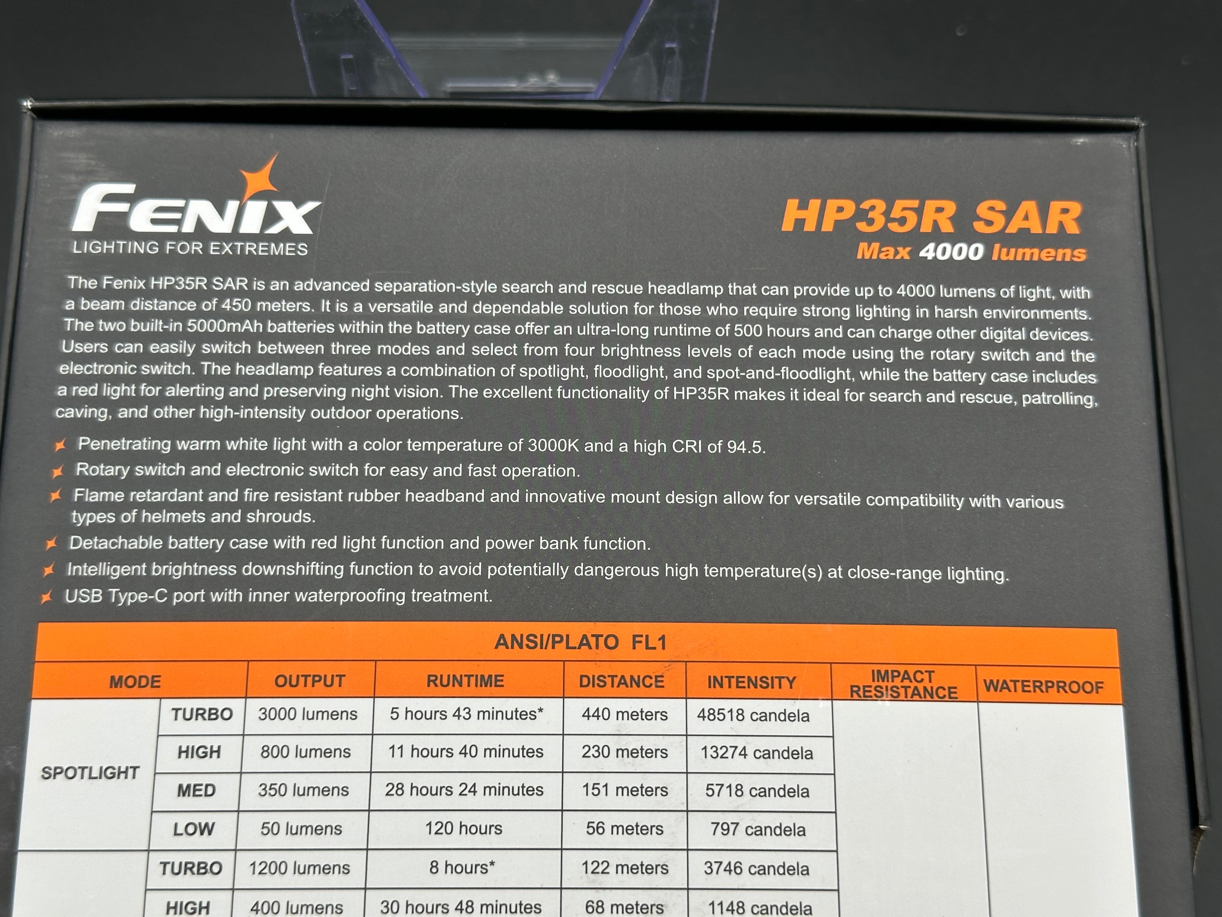 Fenix HP35R SAR Edition 5000 mah Battery 4000 Lumens
