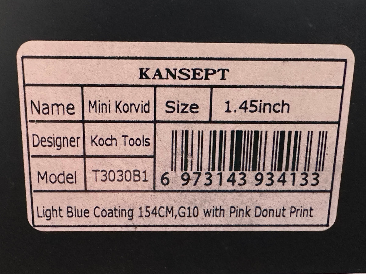 Kansept Knives Dessert Warrior® Mini Korvid Knife Pink Donut (1.5" Blue)