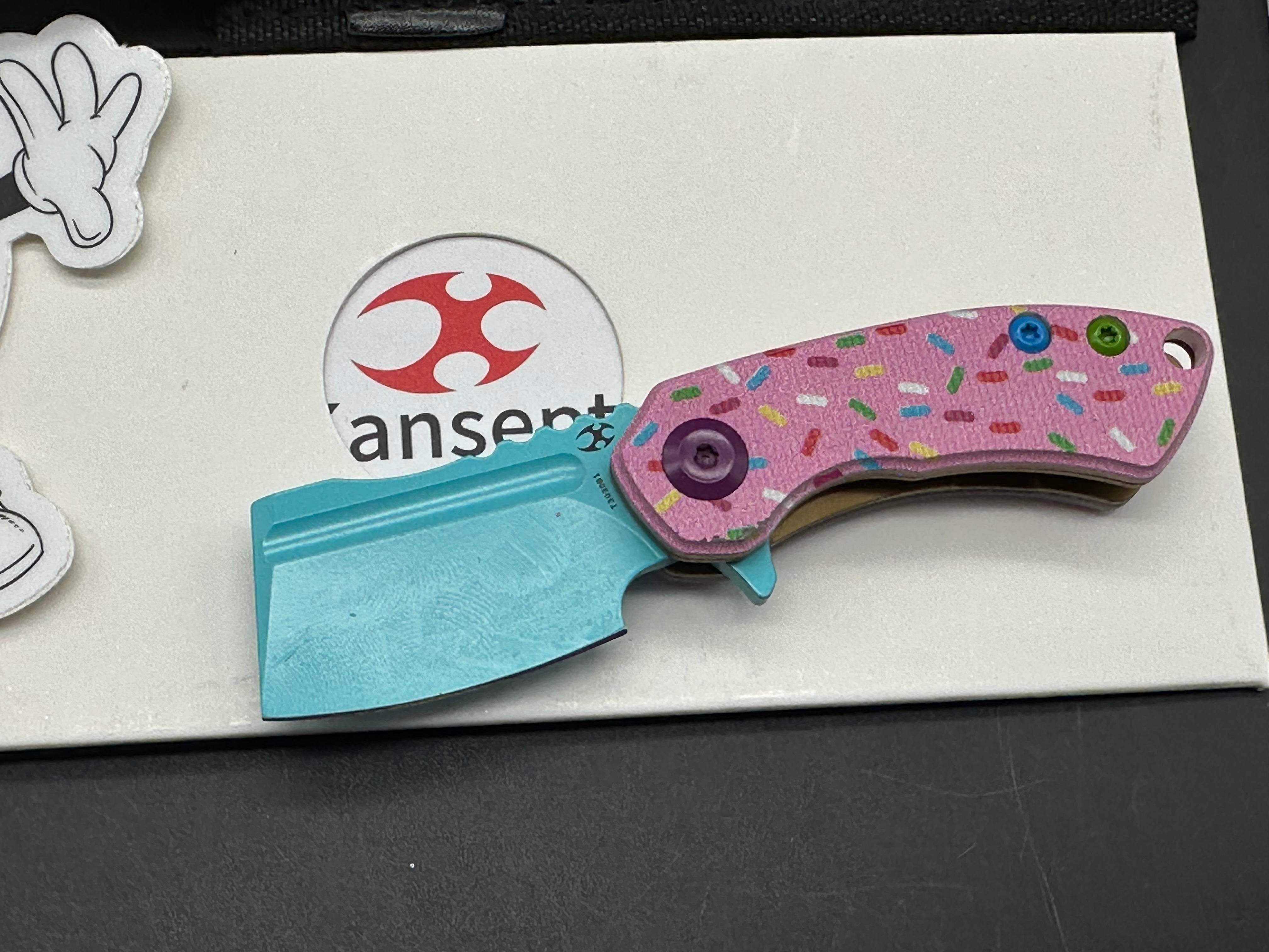 Kansept Knives Dessert Warrior® Mini Korvid Knife Pink Donut (1.5" Blue)