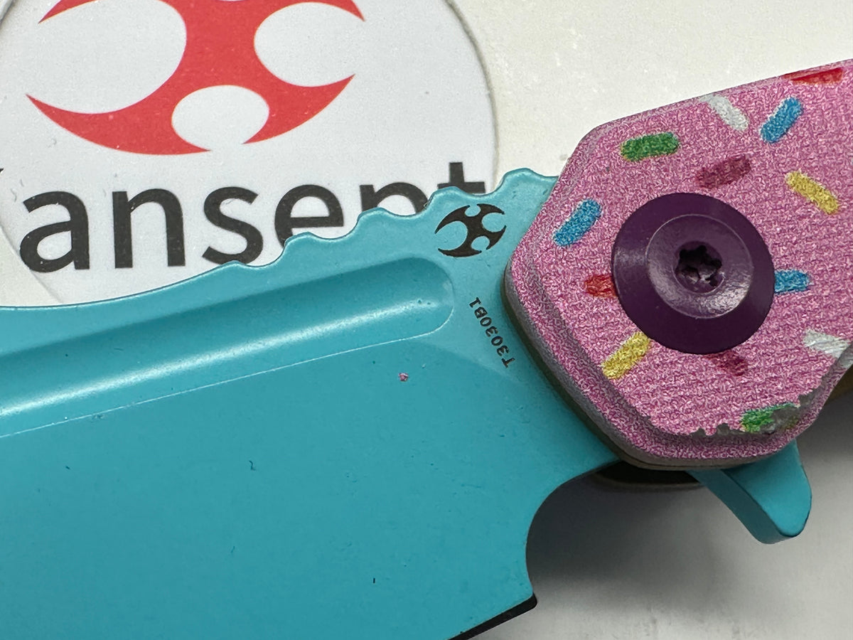 Kansept Knives Dessert Warrior® Mini Korvid Knife Pink Donut (1.5" Blue)