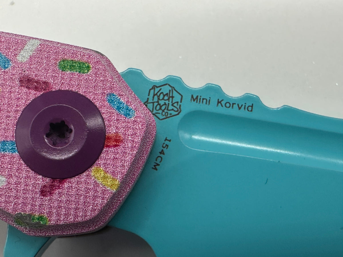 Kansept Knives Dessert Warrior® Mini Korvid Knife Pink Donut (1.5" Blue)