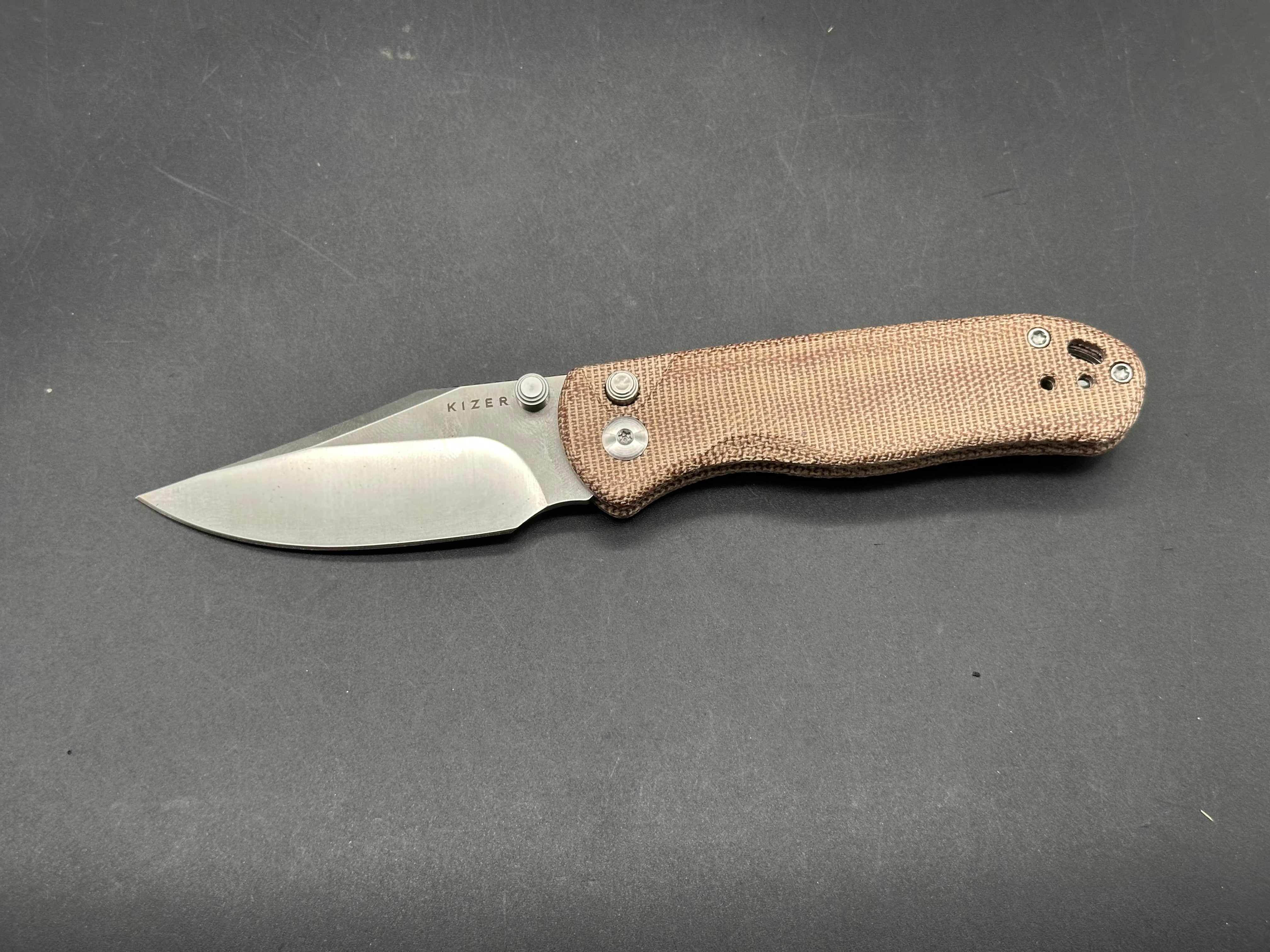 Kizer Drop Bear 2 brown micarta Nitro V