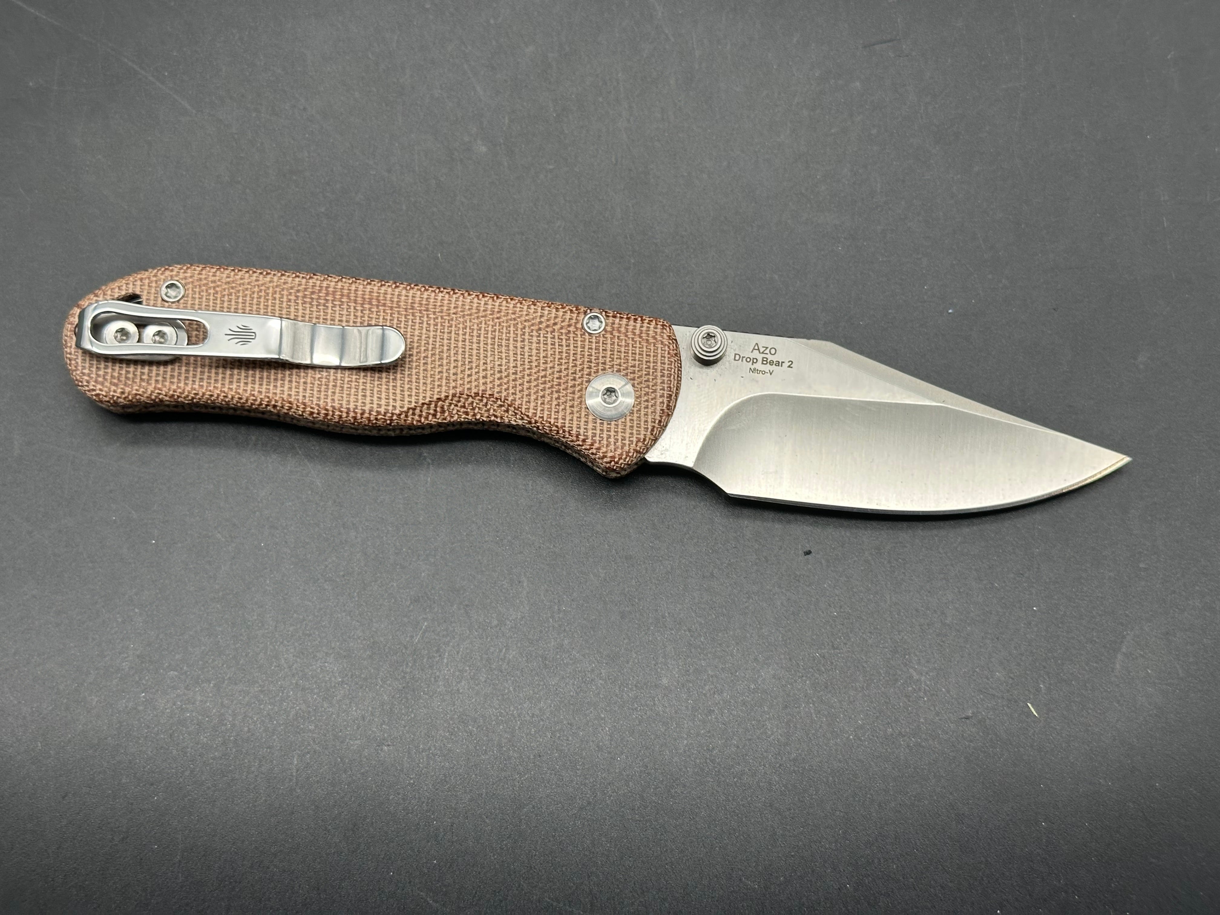 Kizer Drop Bear 2 brown micarta Nitro V