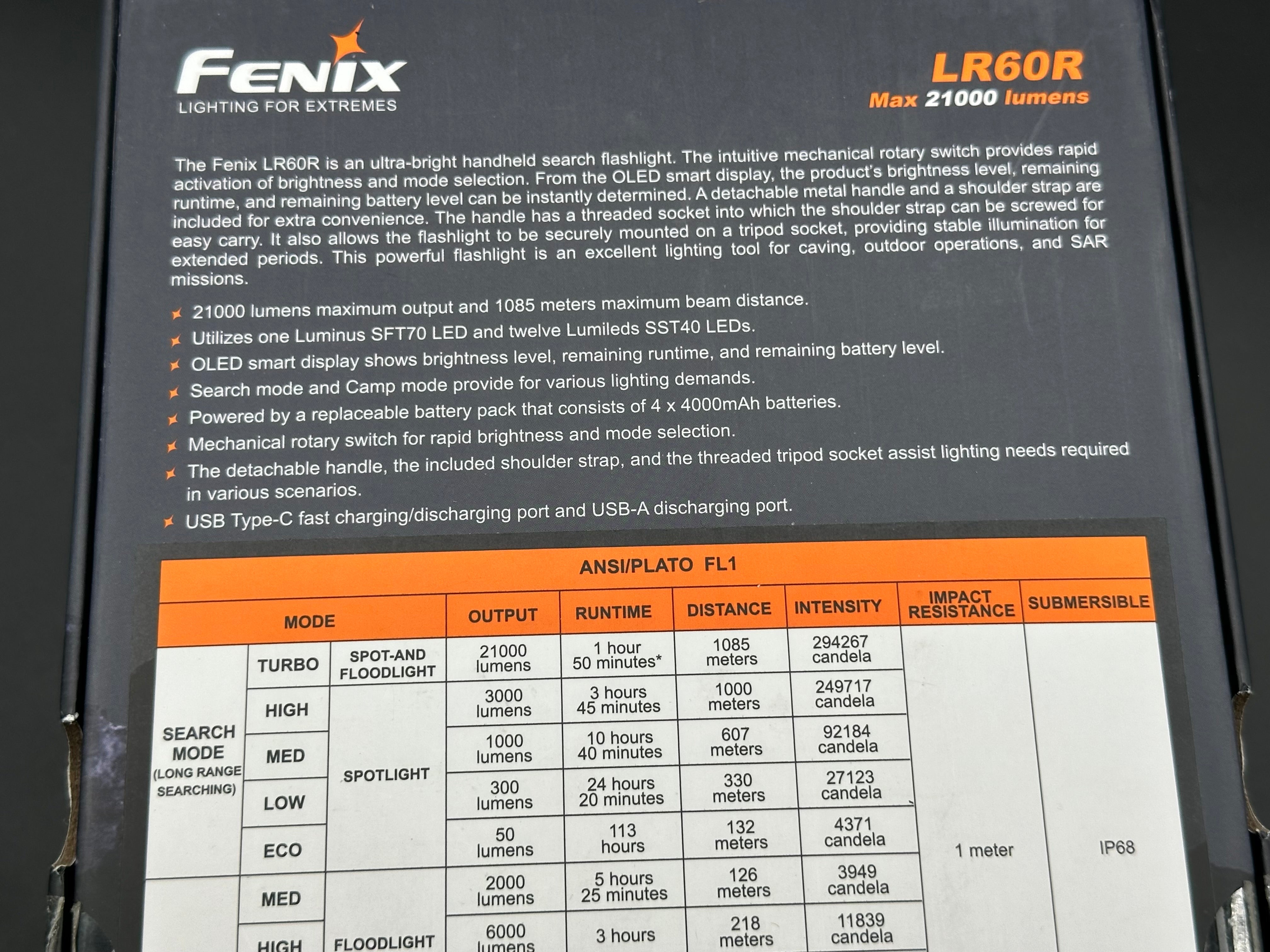 Fenix LR60R 14.4 volt 4000 mah Battery 21000 Lumens