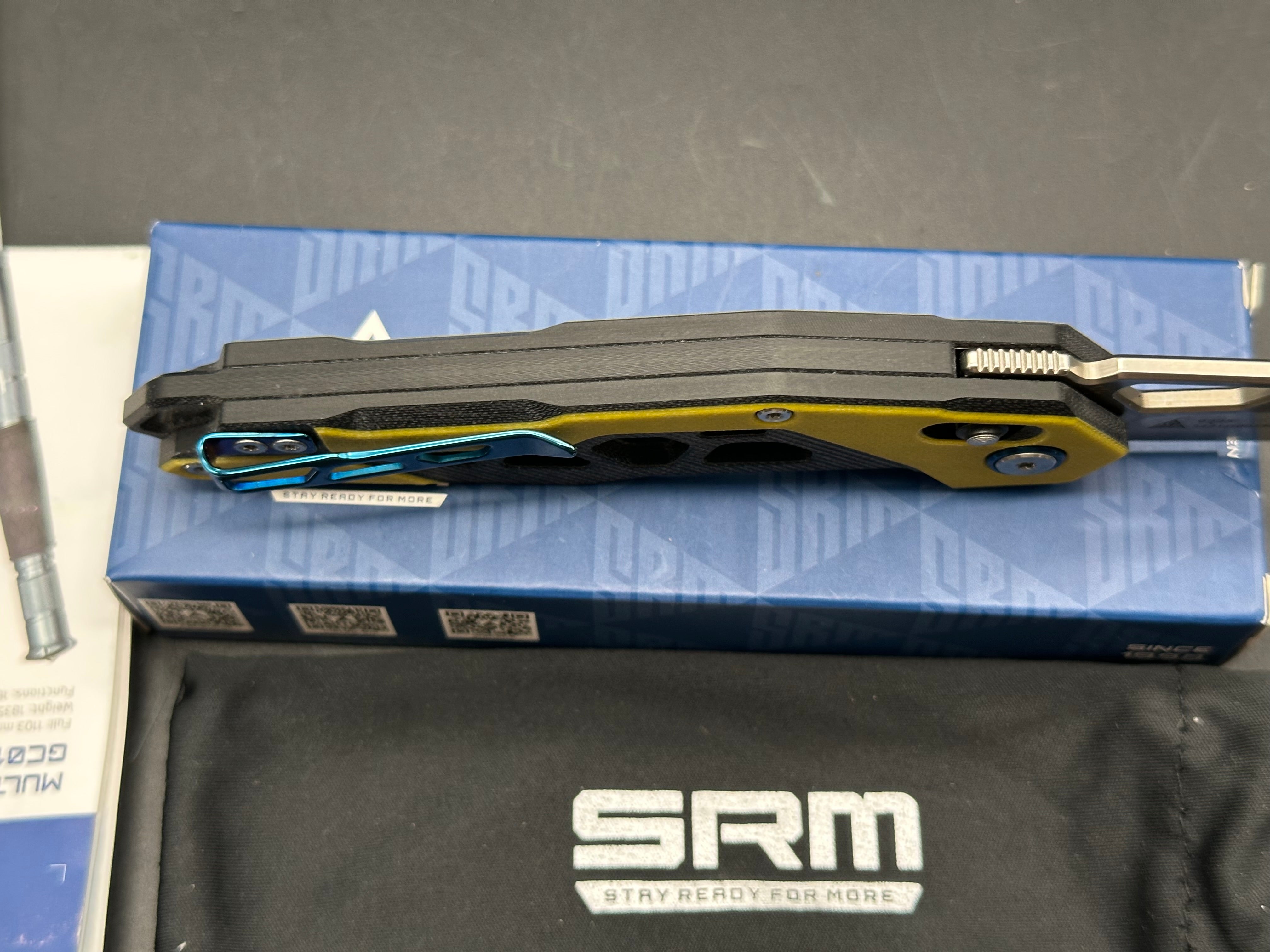 SRM 9225SRM Knives Axis Lock Folding Knife Yellow/Black G10 Scaled Handle D2 Blade