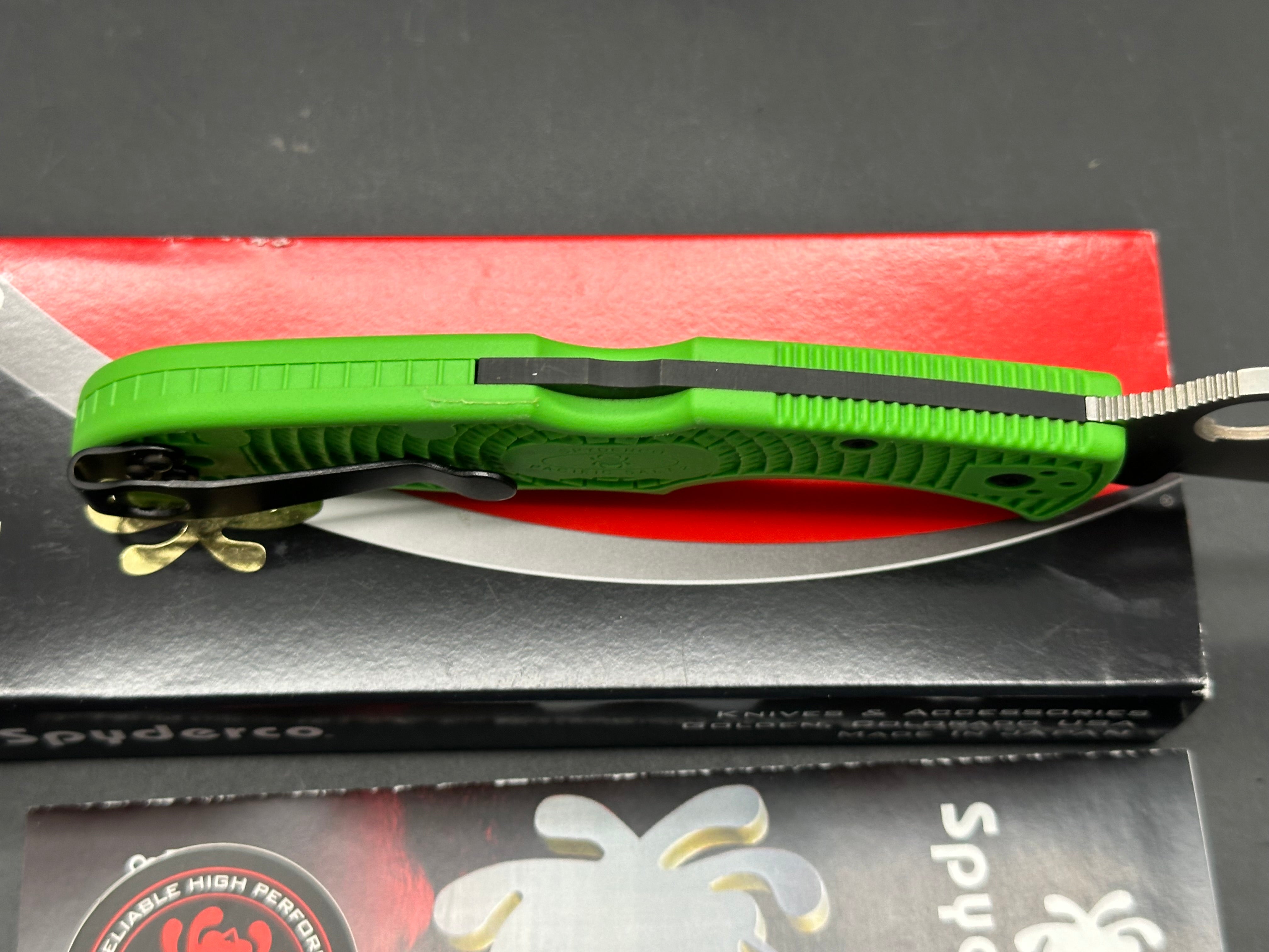 Spyderco Pacific Salt 2 Lockback Knife Green FRN (3.4" Satin LC200N)