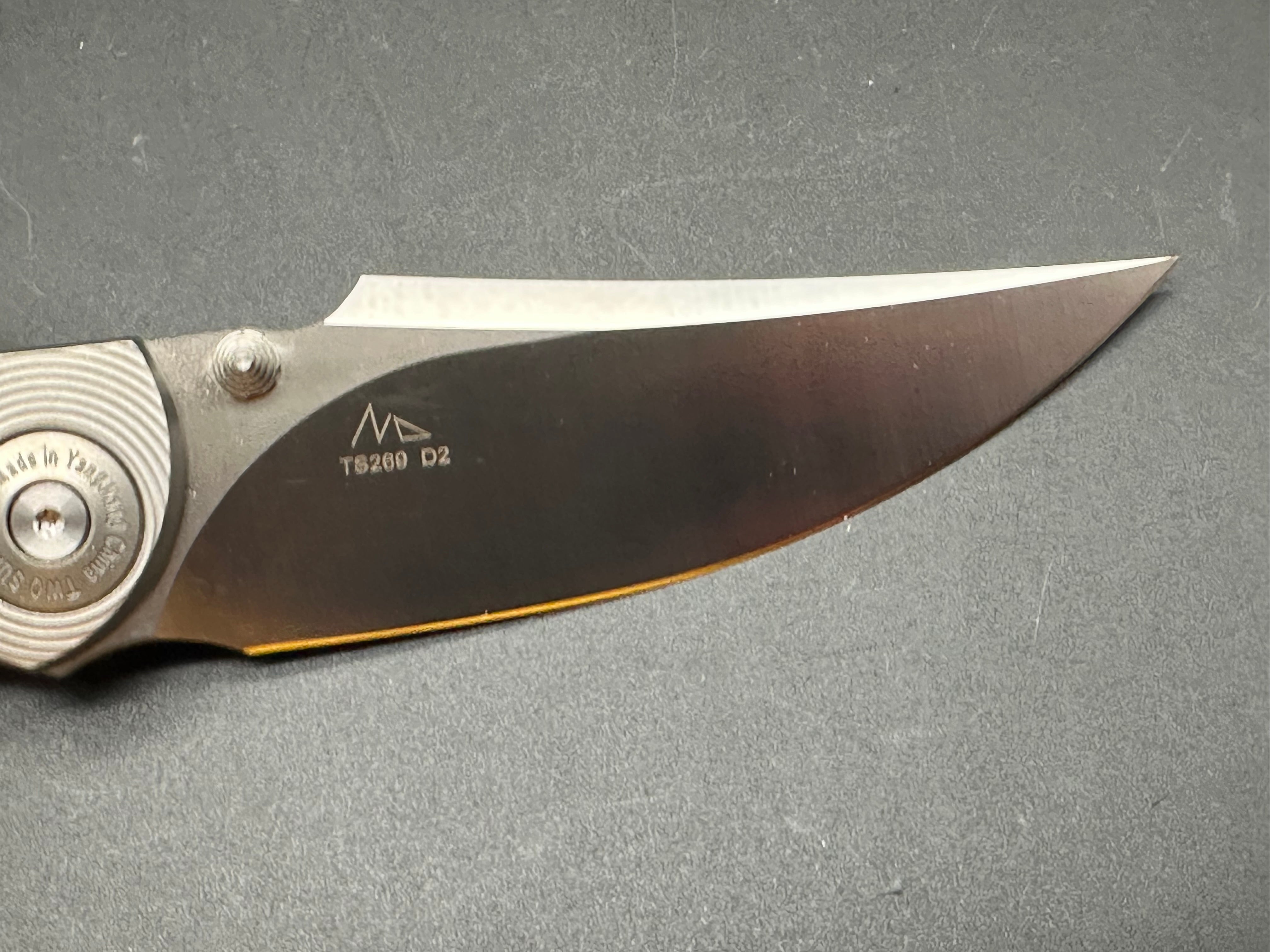 TWOSUN FOLDING KNIFE GRAY TITANIUM HANDLE D2 PLAIN EDGE TS269