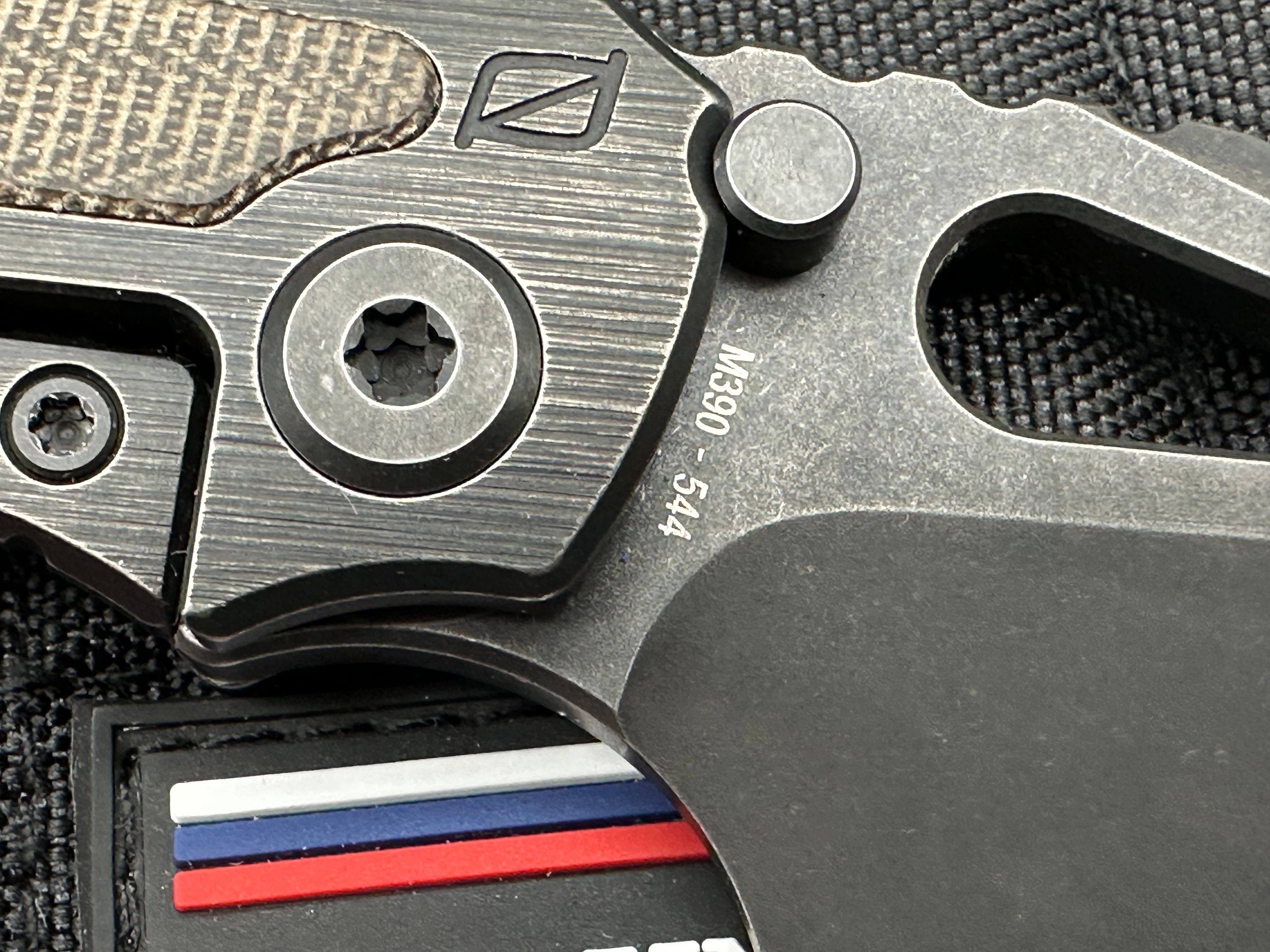 (Custom Knife Factory) CKF/Rotten EVO 3.0D #544, Hollow Ground M390 Blade, Full Blackwash, OD Green Micarta Inlays