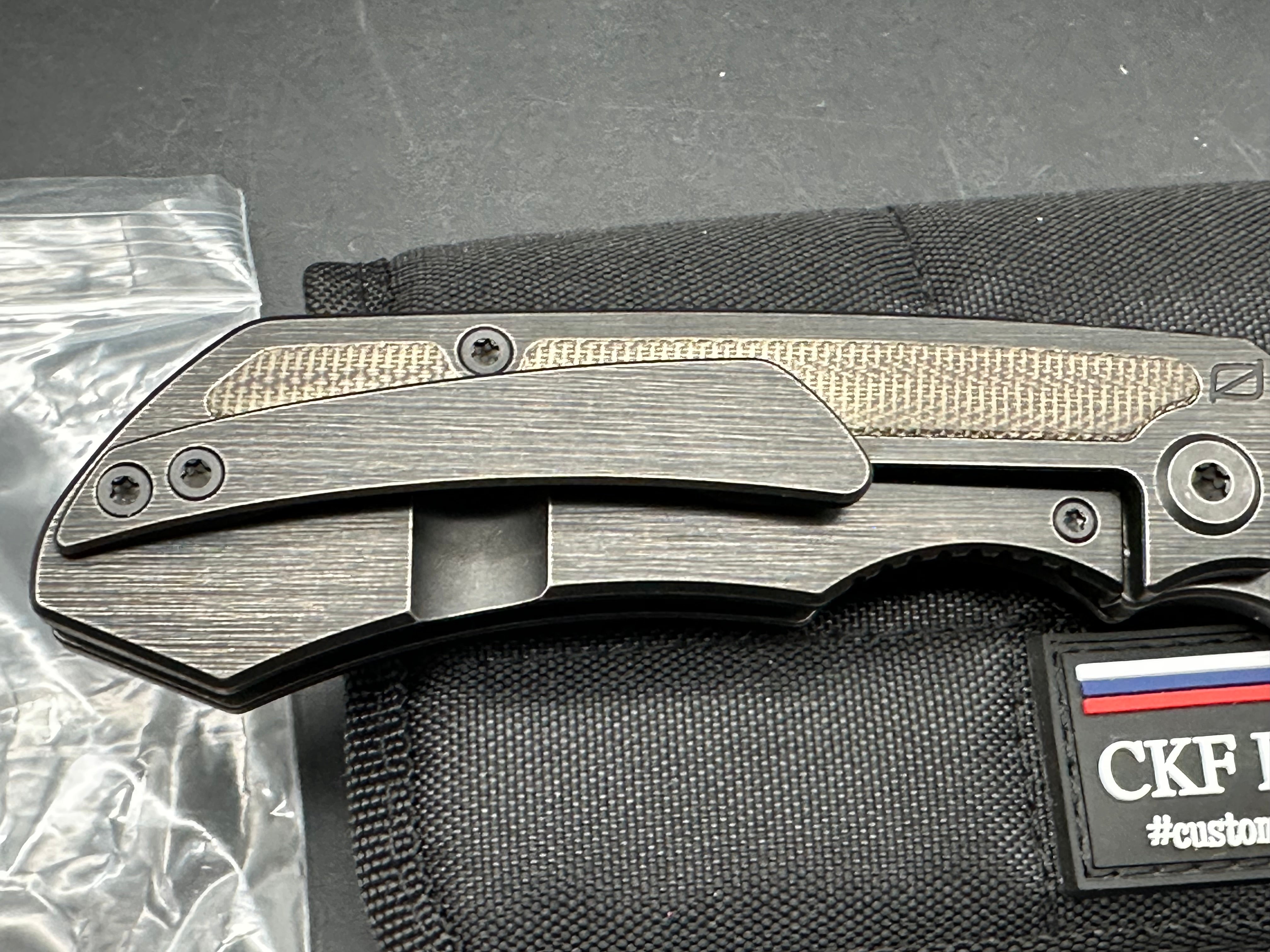 (Custom Knife Factory) CKF/Rotten EVO 3.0D #544, Hollow Ground M390 Blade, Full Blackwash, OD Green Micarta Inlays