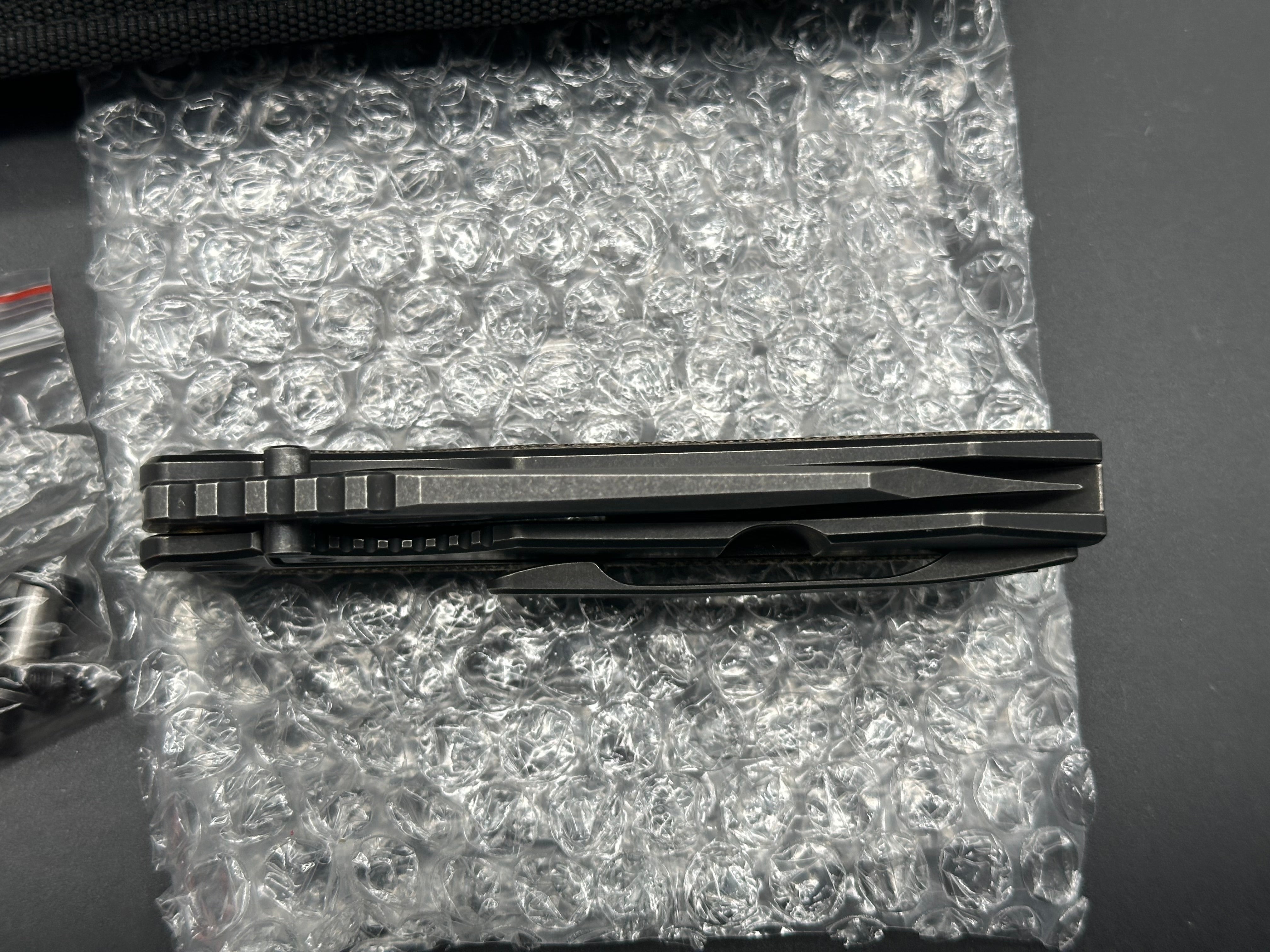 (Custom Knife Factory) CKF/Rotten EVO 3.0D #544, Hollow Ground M390 Blade, Full Blackwash, OD Green Micarta Inlays