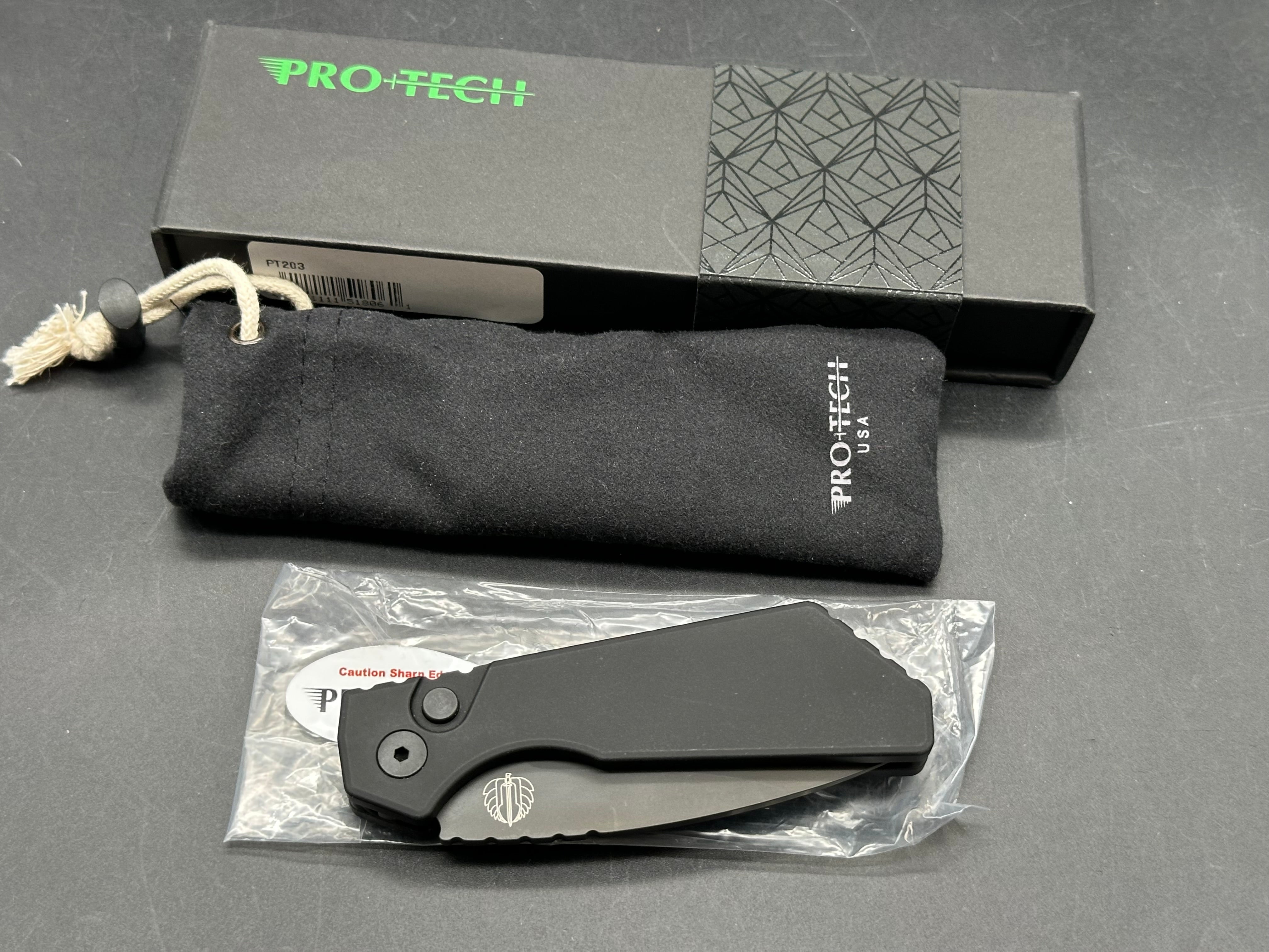Strider + Pro-Tech PT Automatic Knife Black Aluminum (3" Black) MagnaCut