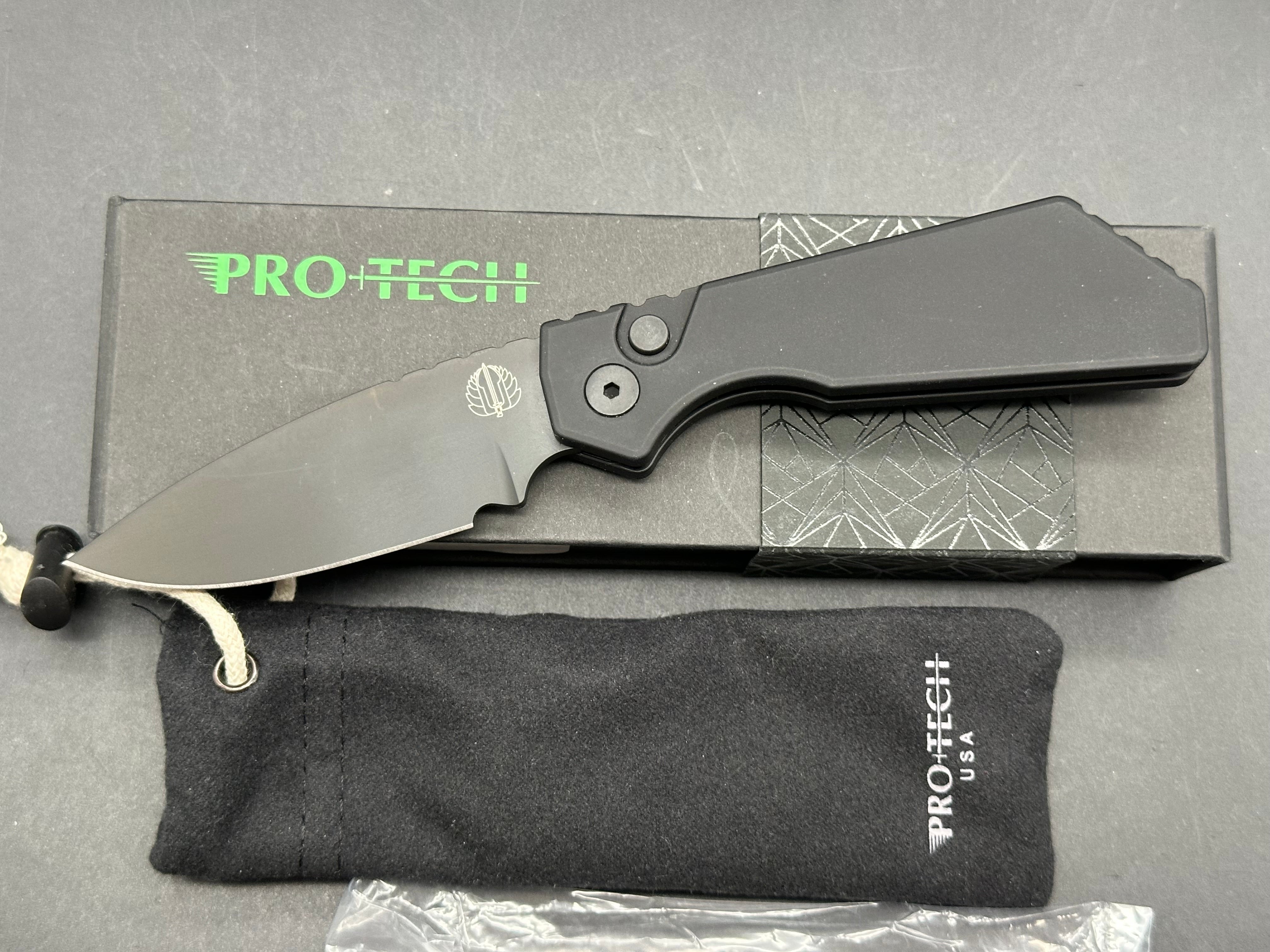 Strider + Pro-Tech PT Automatic Knife Black Aluminum (3" Black) MagnaCut