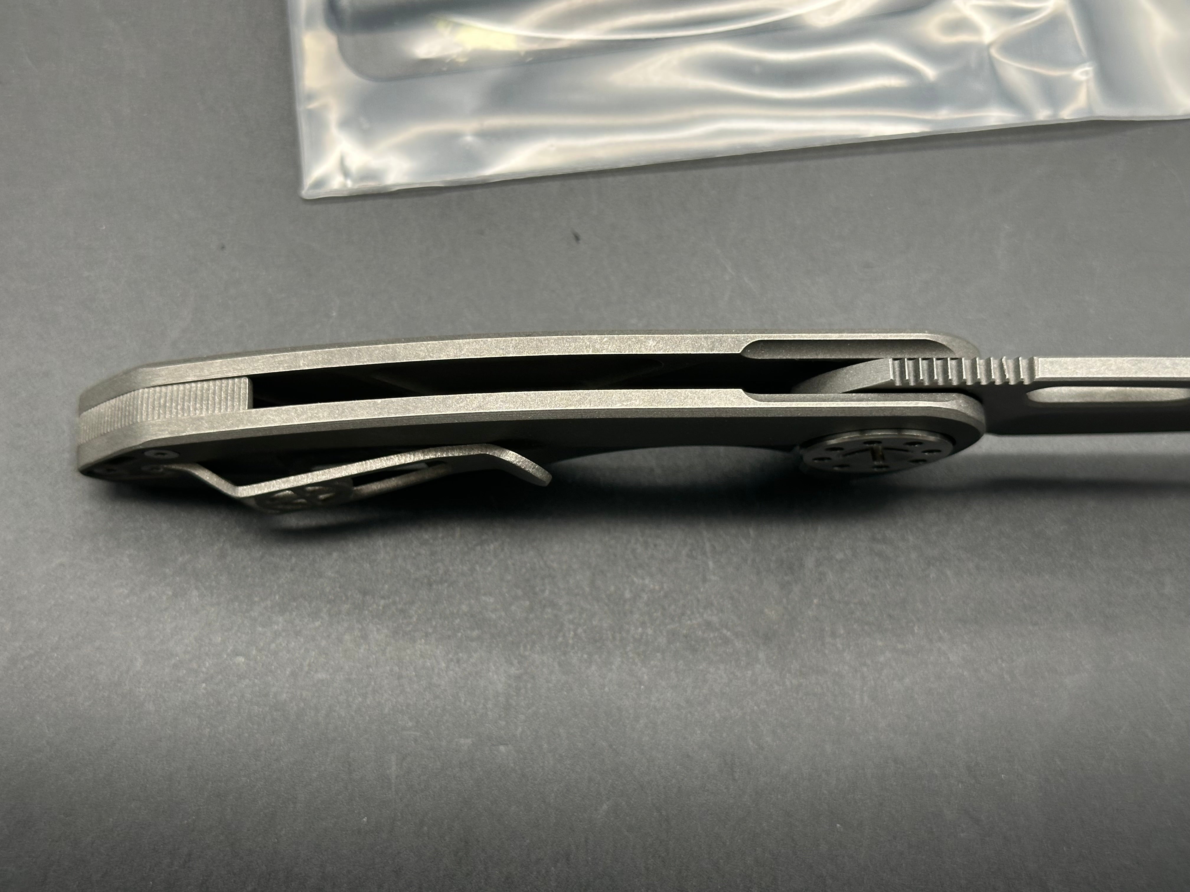 Curtiss Custom Knives F3LT Wharny Flipper, Two-tone CPM-S45VN Wharncliffe Blade