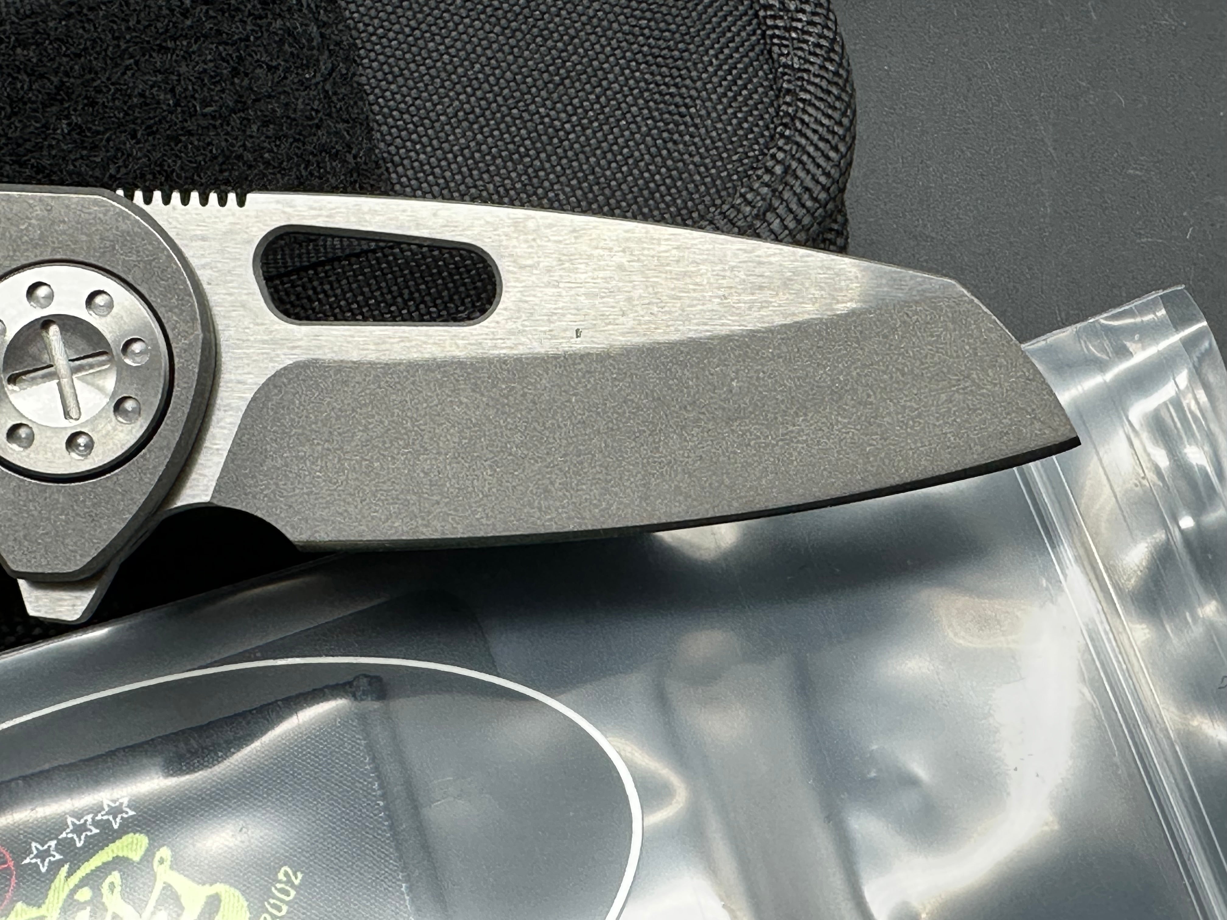 Curtiss Custom Knives F3LT Wharny Flipper, Two-tone CPM-S45VN Wharncliffe Blade