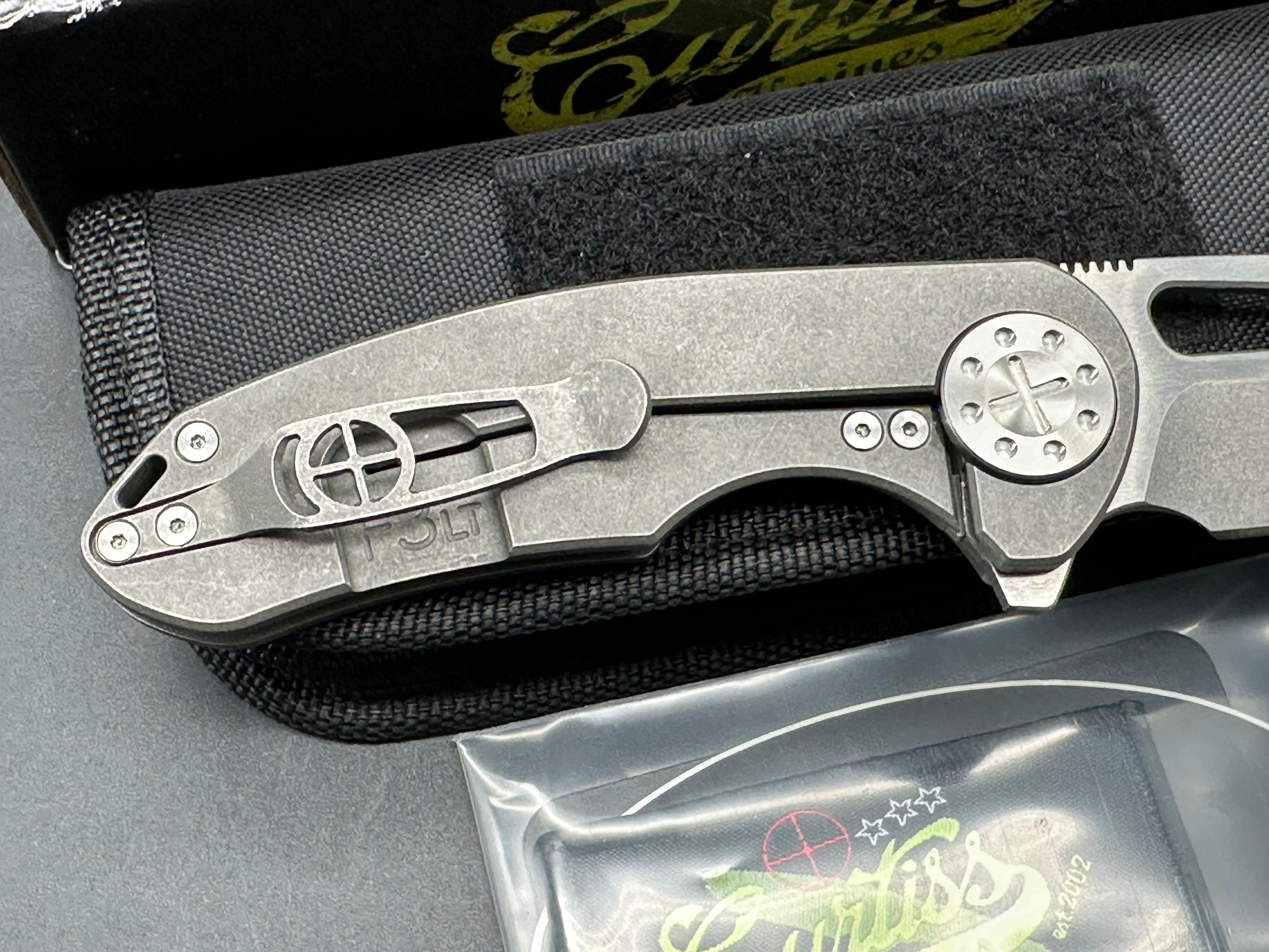 Curtiss Custom Knives F3LT Wharny Flipper, Two-tone CPM-S45VN Wharncliffe Blade