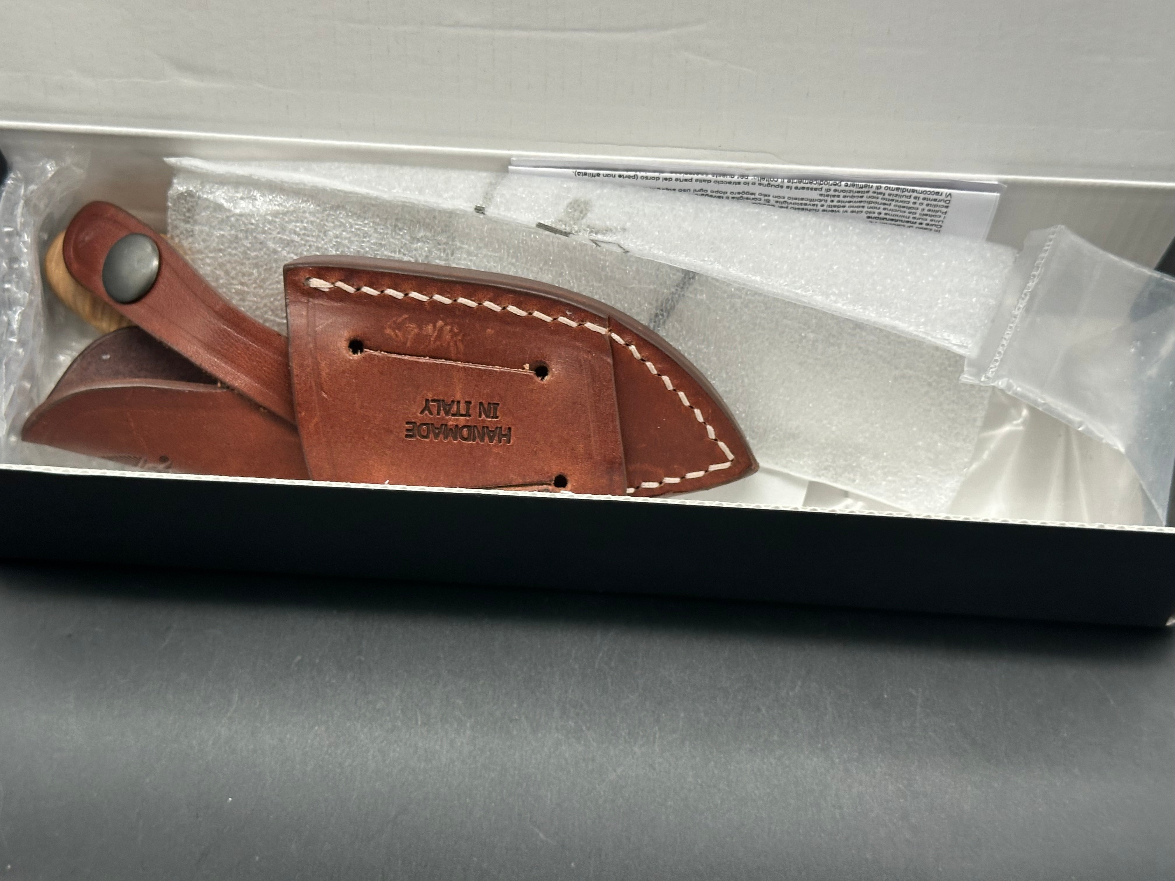 VIPER HANDY PI FIXED BLADE KNIFE FLAMMED POPLAR WOOD HANDLE MAGNACUT PLAIN EDGE