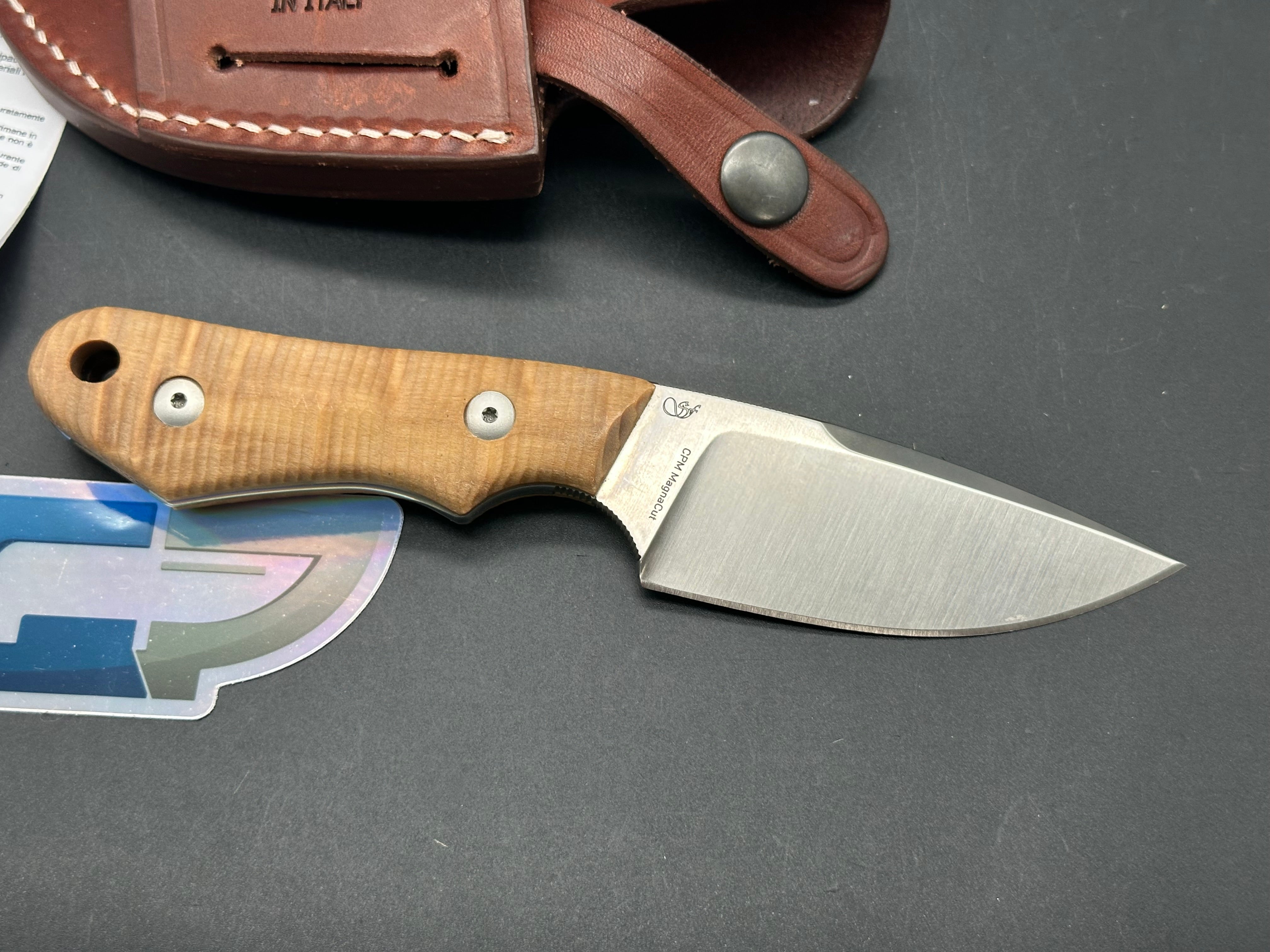 VIPER HANDY PI FIXED BLADE KNIFE FLAMMED POPLAR WOOD HANDLE MAGNACUT PLAIN EDGE