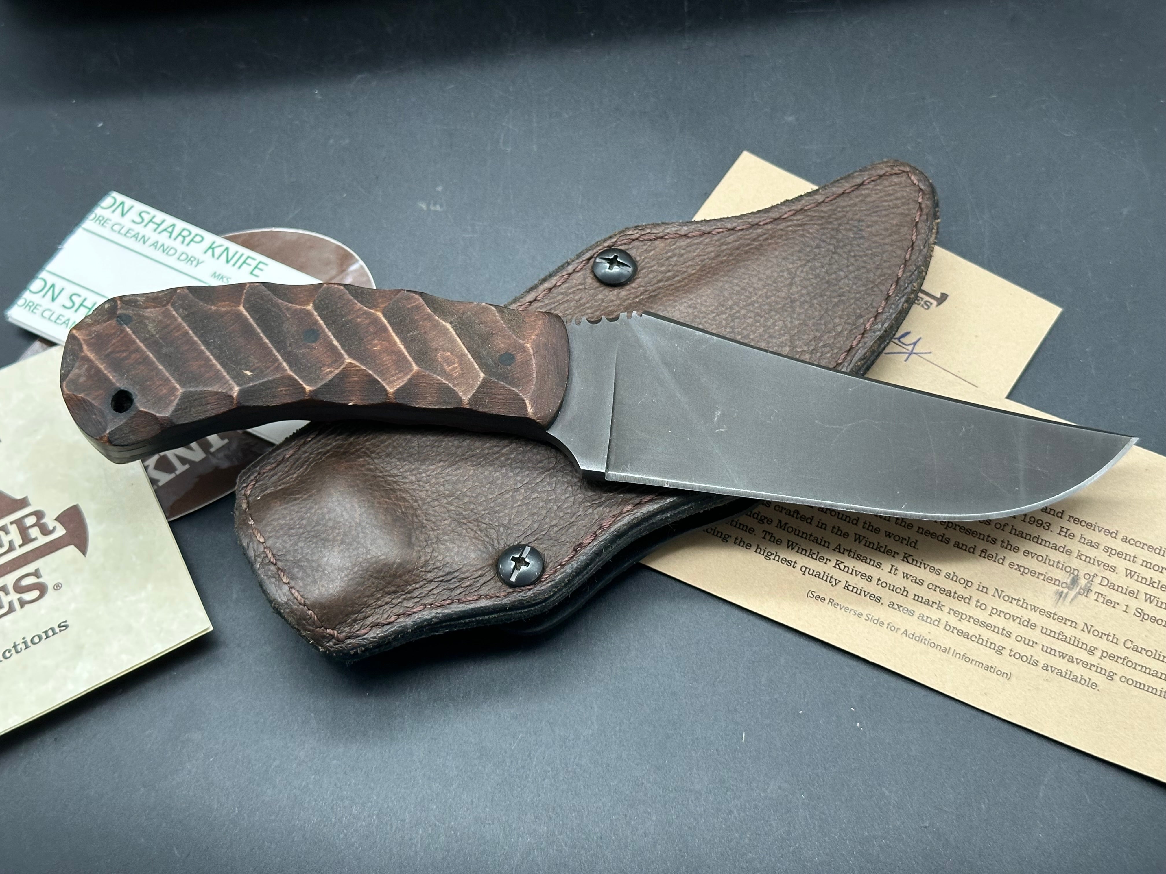 Winkler Belt knife Sculpted Maple handle