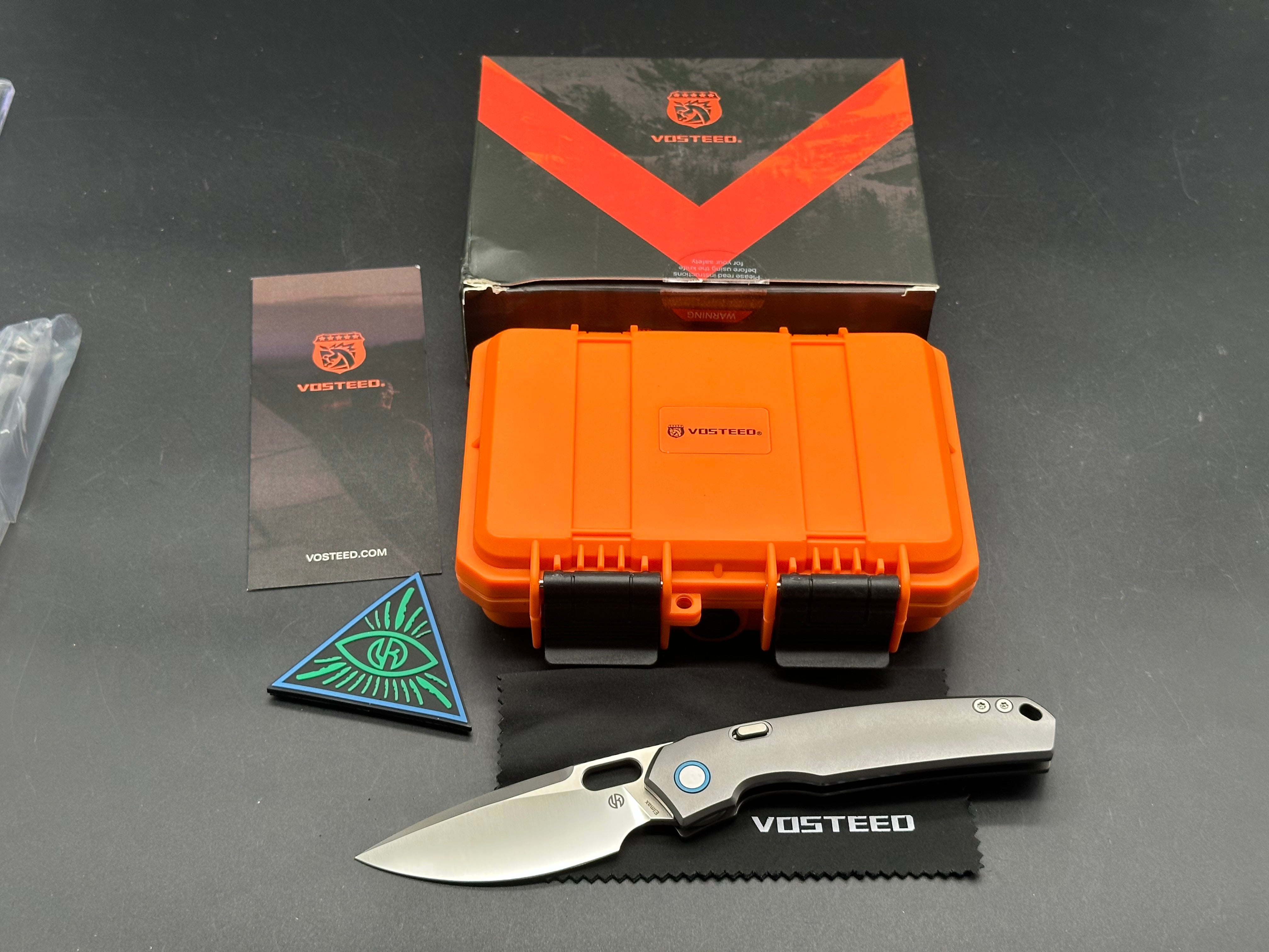 Vosteed Psyop, Satin Elmax Blade, Bead Blasted Ti Handles