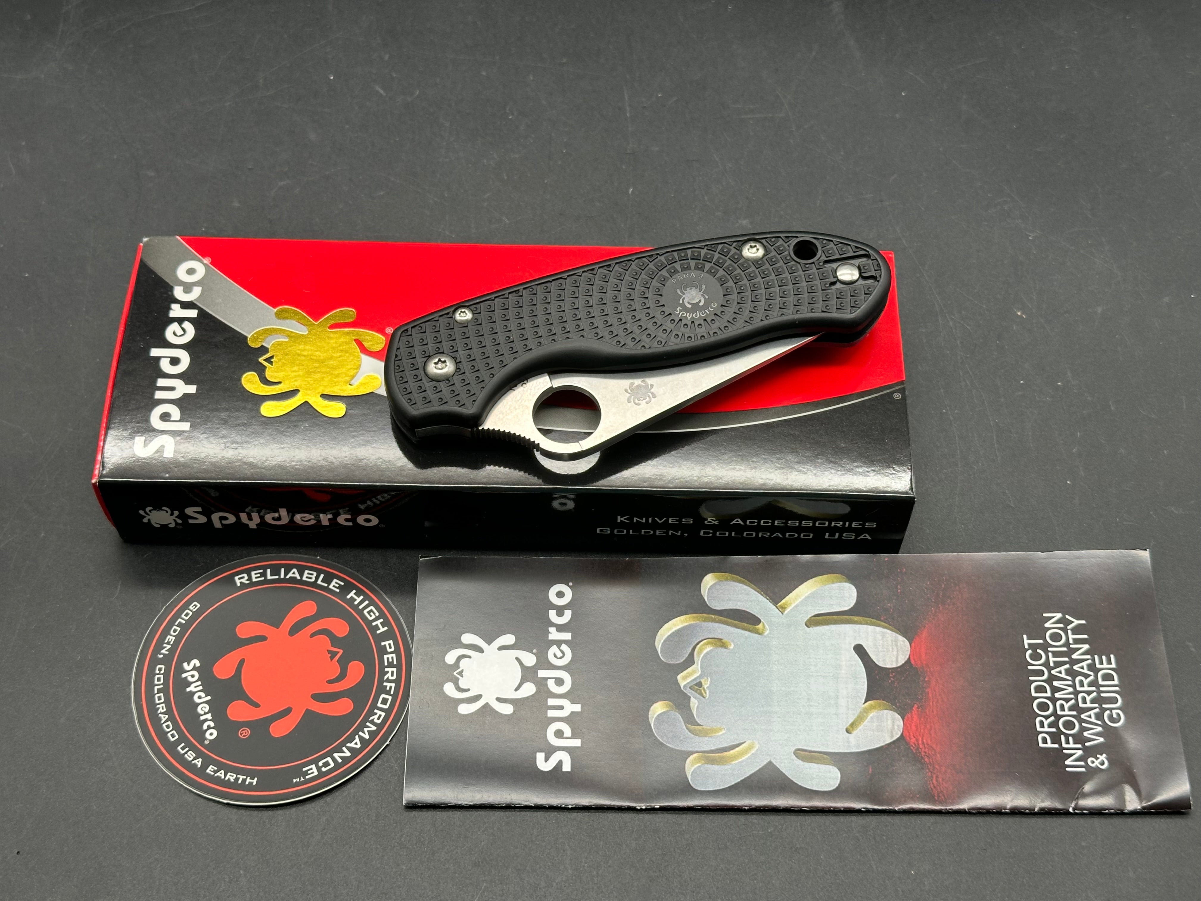 Spyderco Para 3 Lightweight (NEW), 2.93" CPM CTS BD1N Stonewash Blade with Black FRN Scales