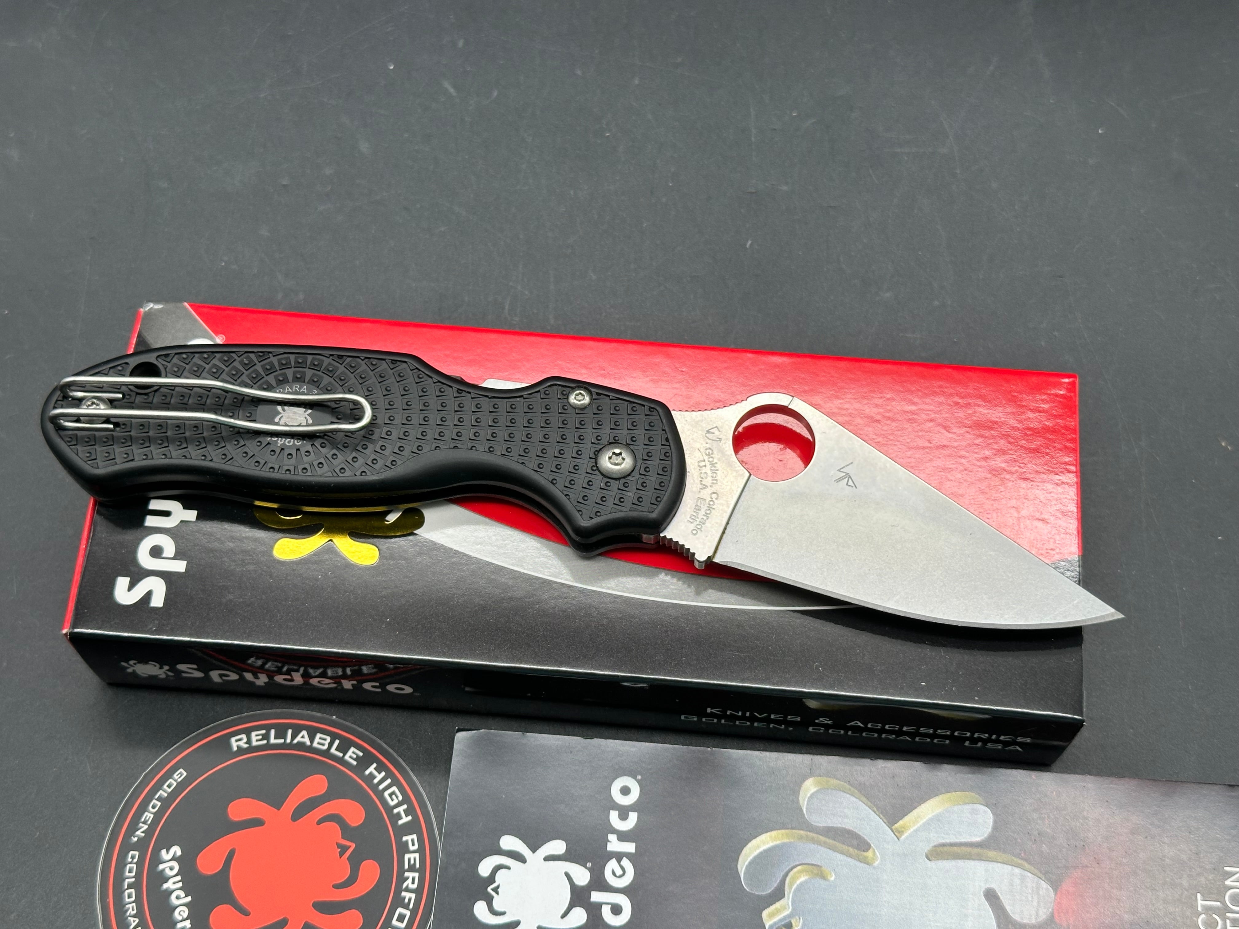 Spyderco Para 3 Lightweight (NEW), 2.93" CPM CTS BD1N Stonewash Blade with Black FRN Scales