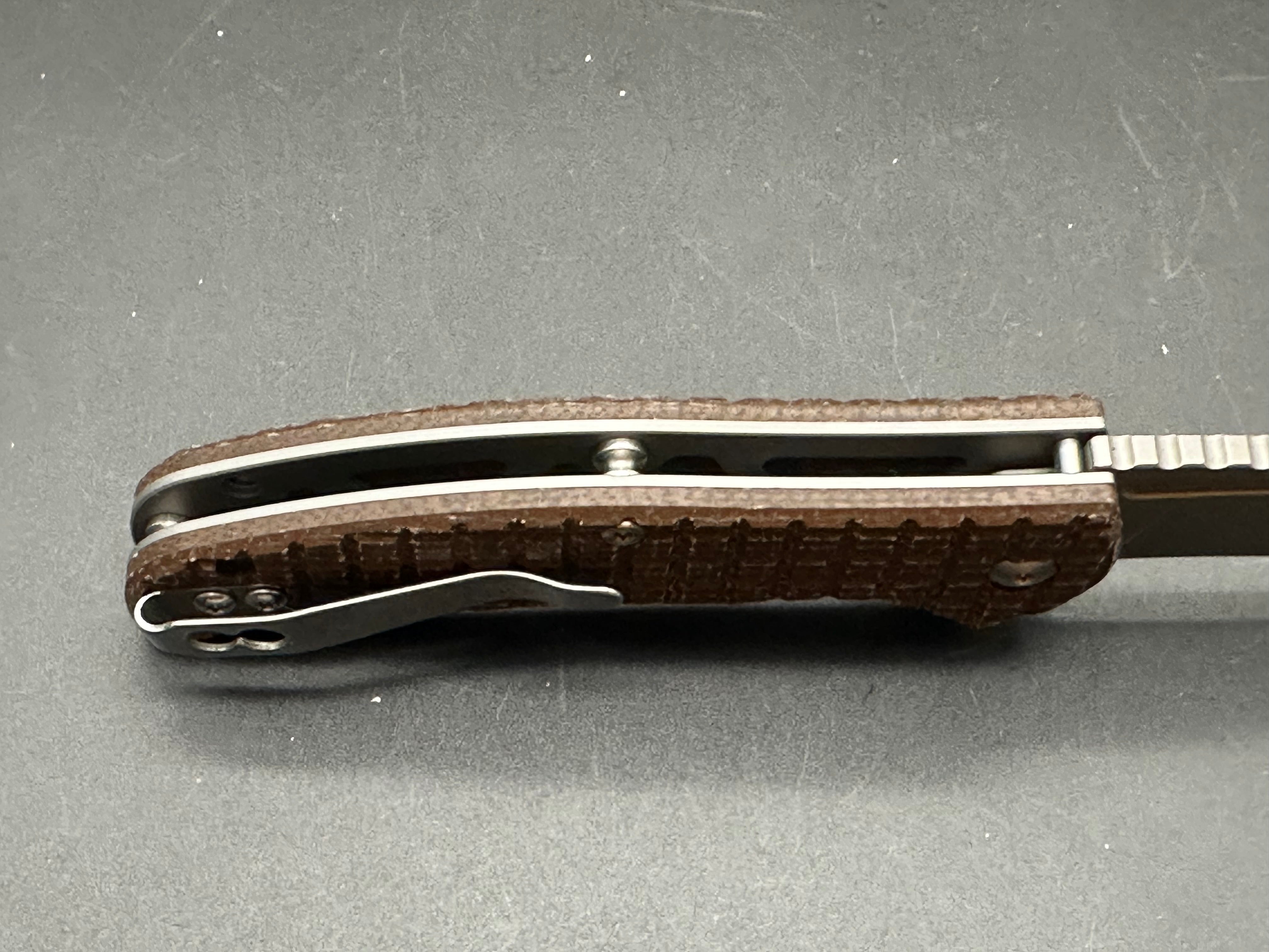 SIXLEAF SL-14 FOLDING KNIFE BROWN MICARTA HANDLE D2 PLAIN EDGE