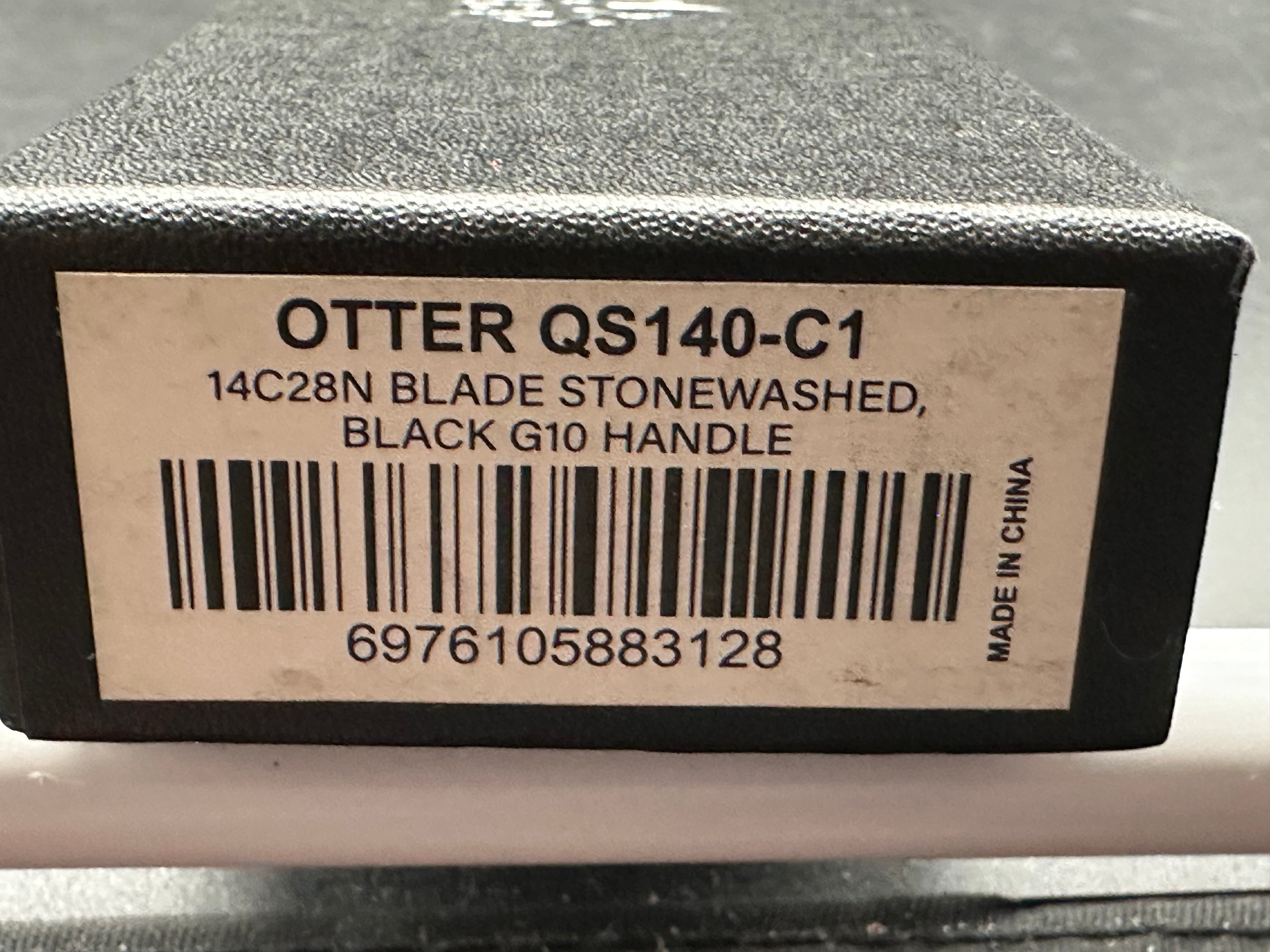 QSP Otter 2.72" 14C28N Stonewash Blade with Black G10 Handle