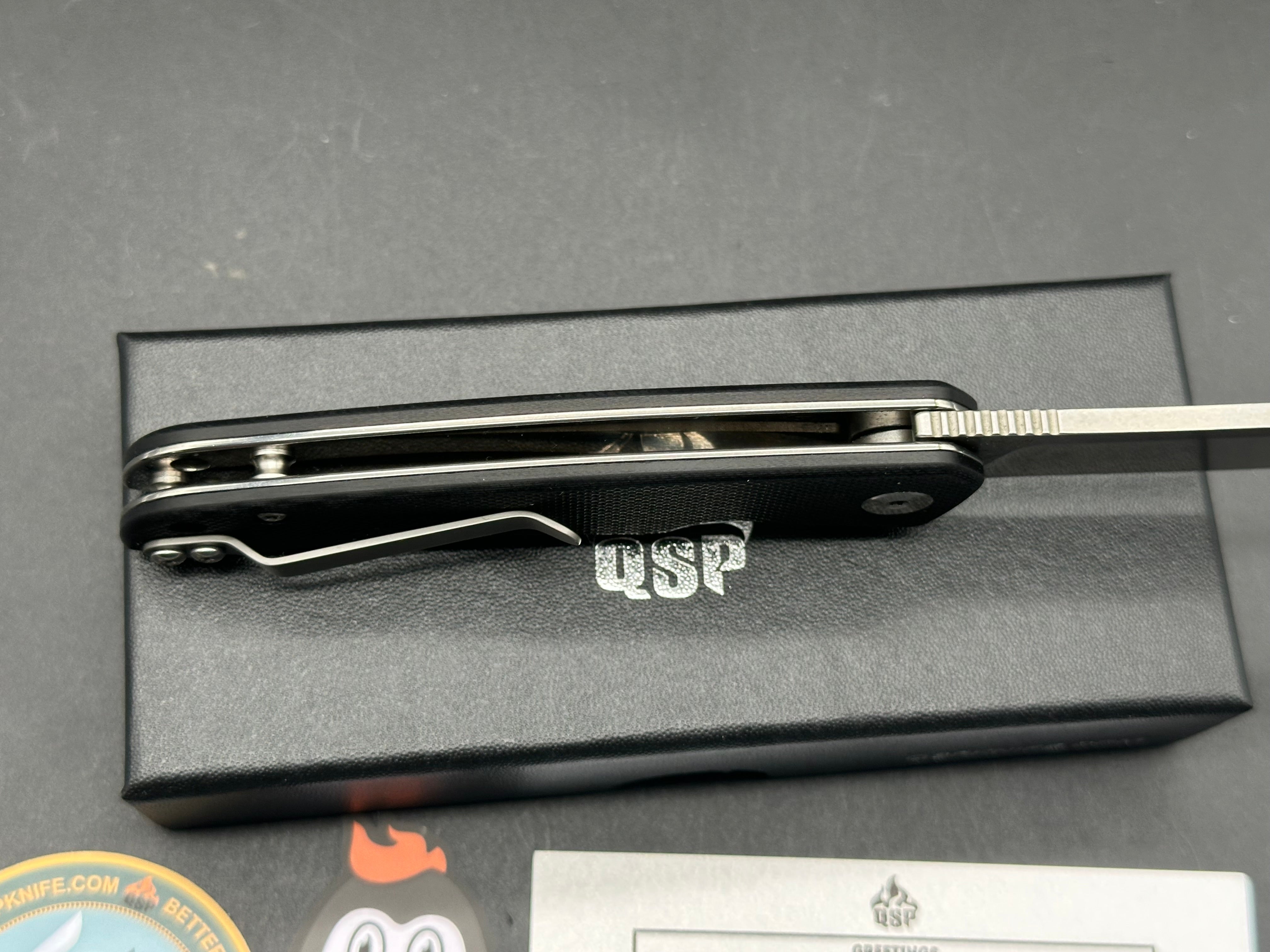 QSP Otter 2.72" 14C28N Stonewash Blade with Black G10 Handle