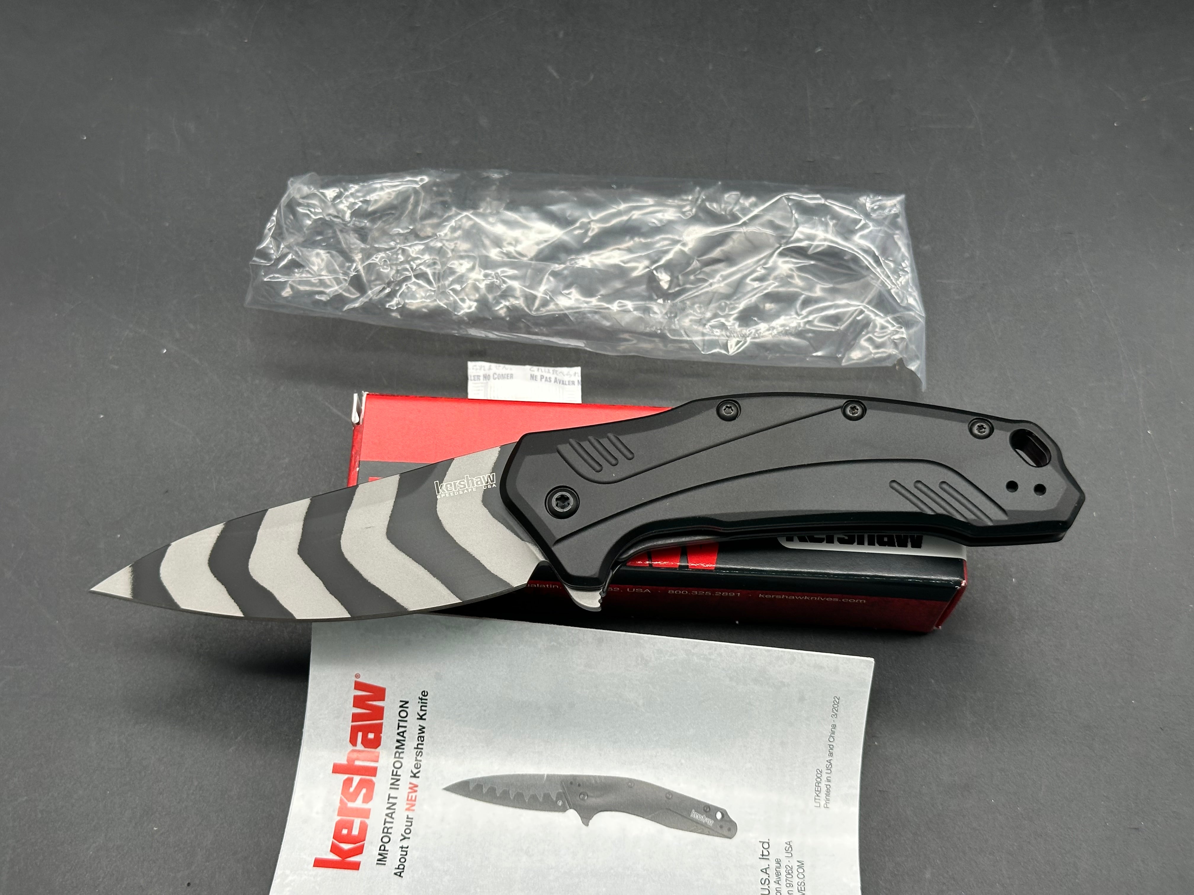 Kershaw Link Drop Point Spring Assisted Knife GFN (3.25" Tiger Stripe 20CV)