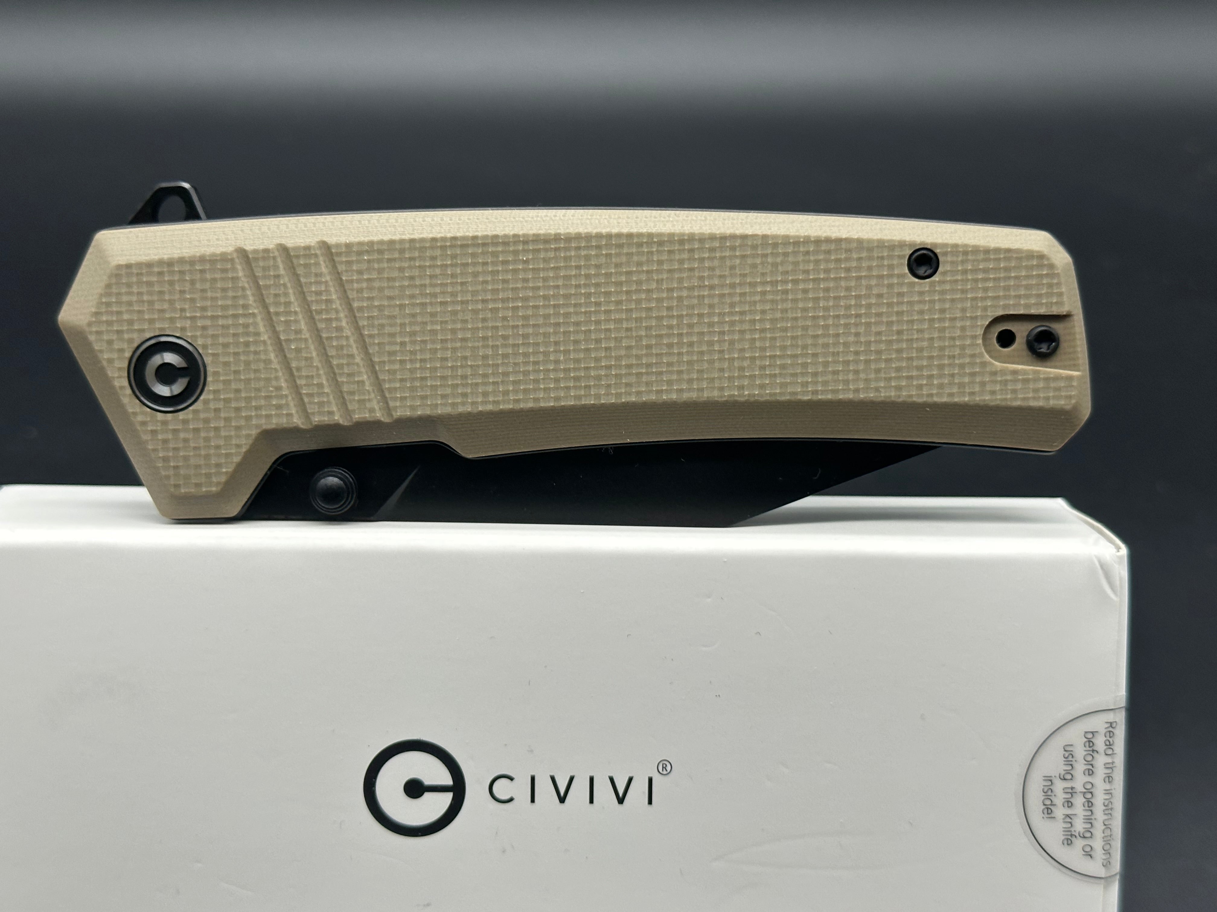 CIVIVI BHALTAIR FOLDING KNIFE TAN COARSE G10 HANDLE 14C28N