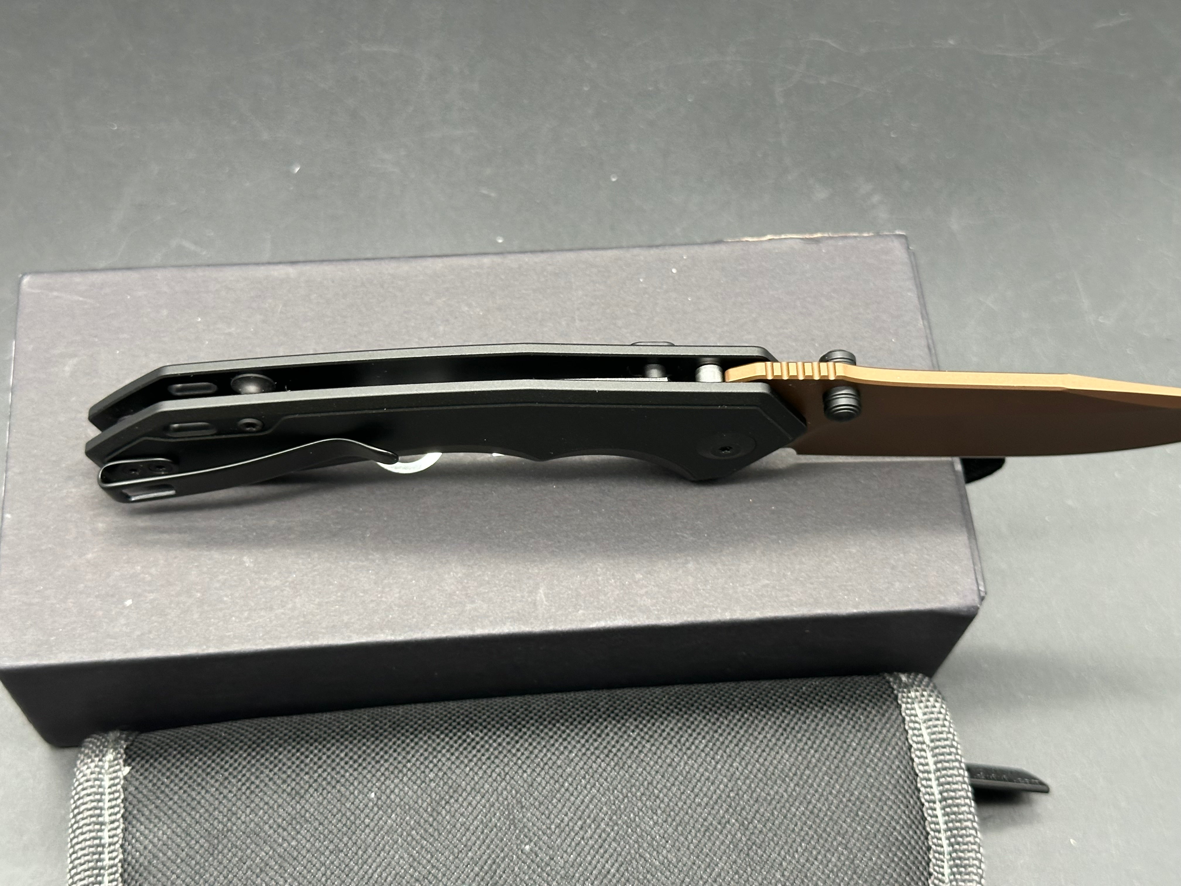 CIVIVI ELITE BROVA BLACK ALUMINUM HANDLE S35VN CLIP POINT PLAIN EDGE DARK BROWN