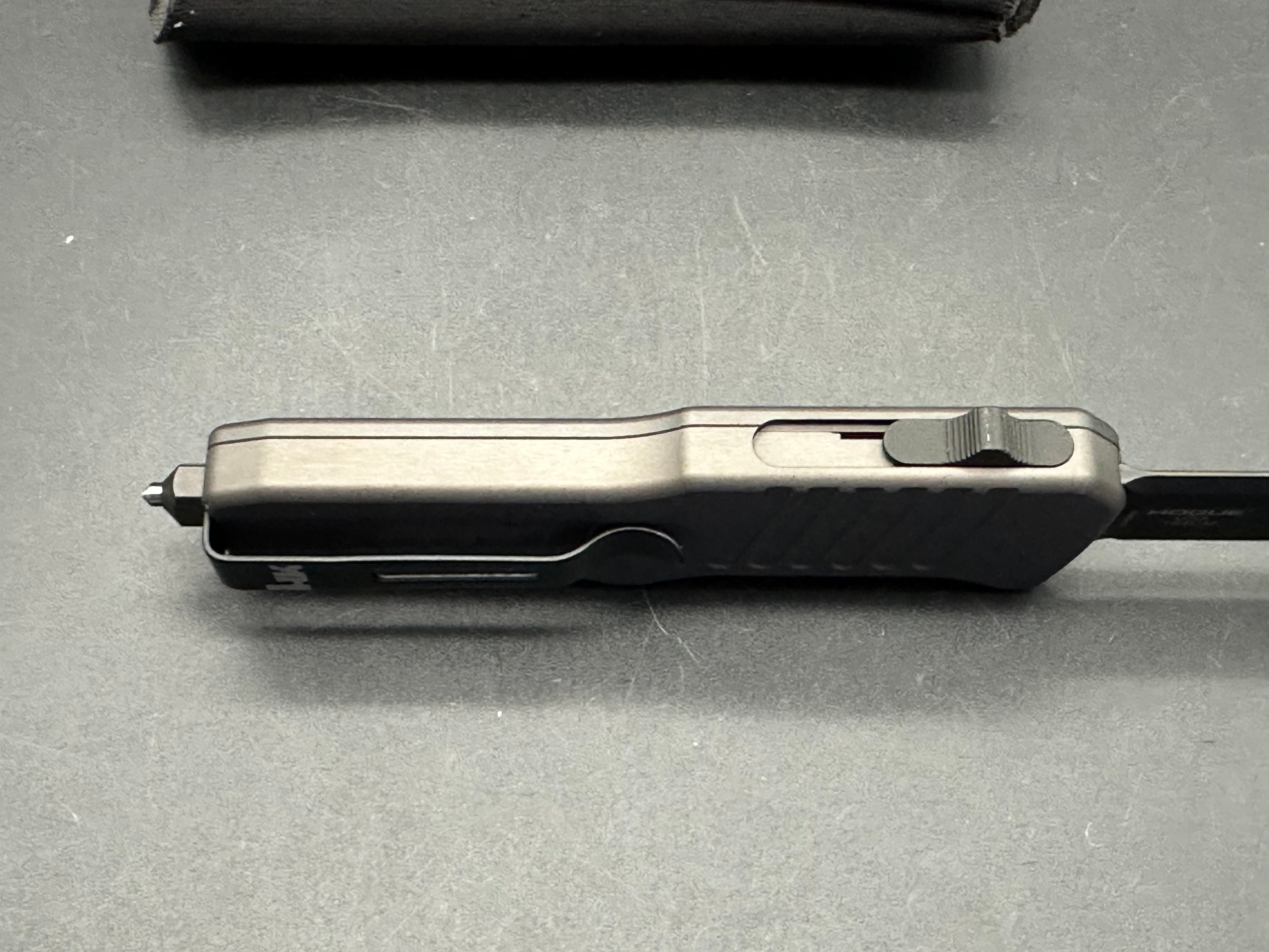 HK Mini Incursion OTF Automatic Tanto Knife Gray Aluminum ( 3" Black)