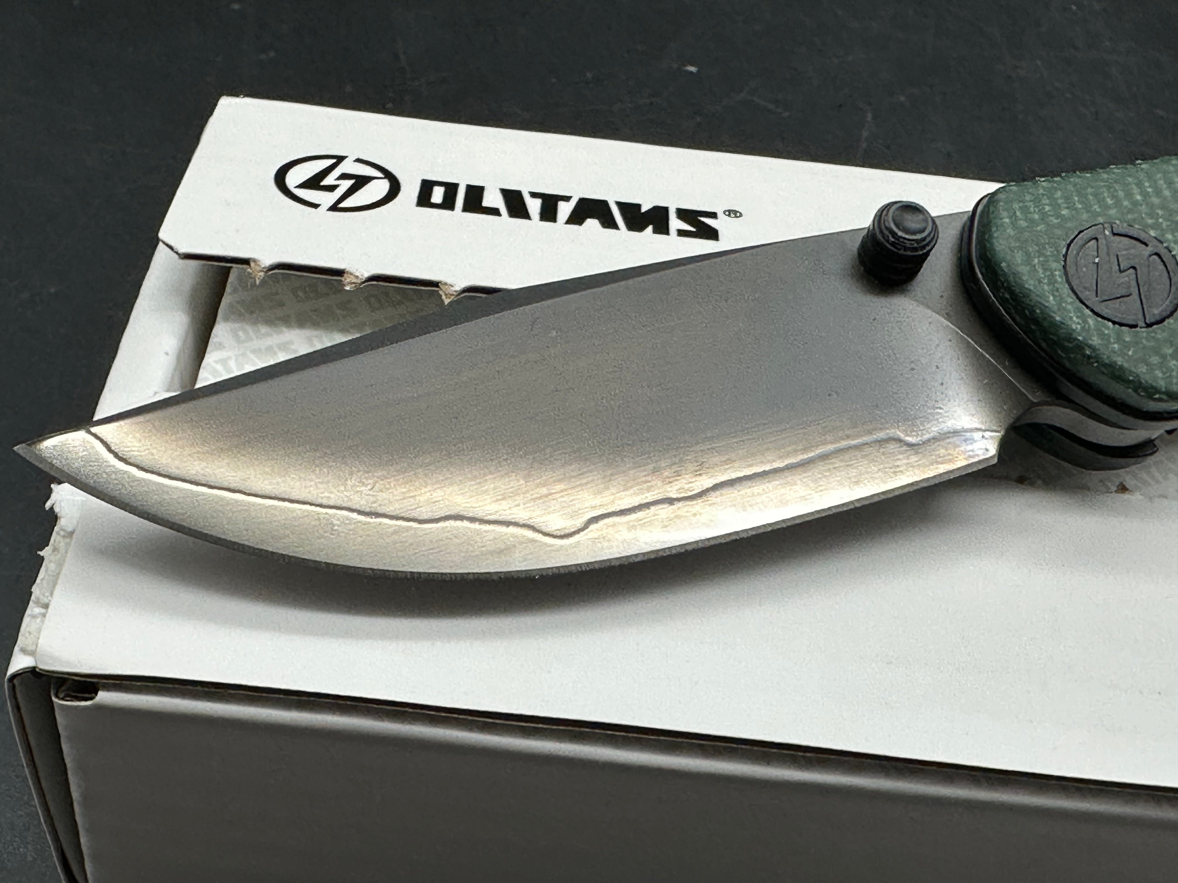Olitans Gecko SE G080 (3.07''+SLD Magic+PVD+Green Micarta)-Liner Lock-thumb stud