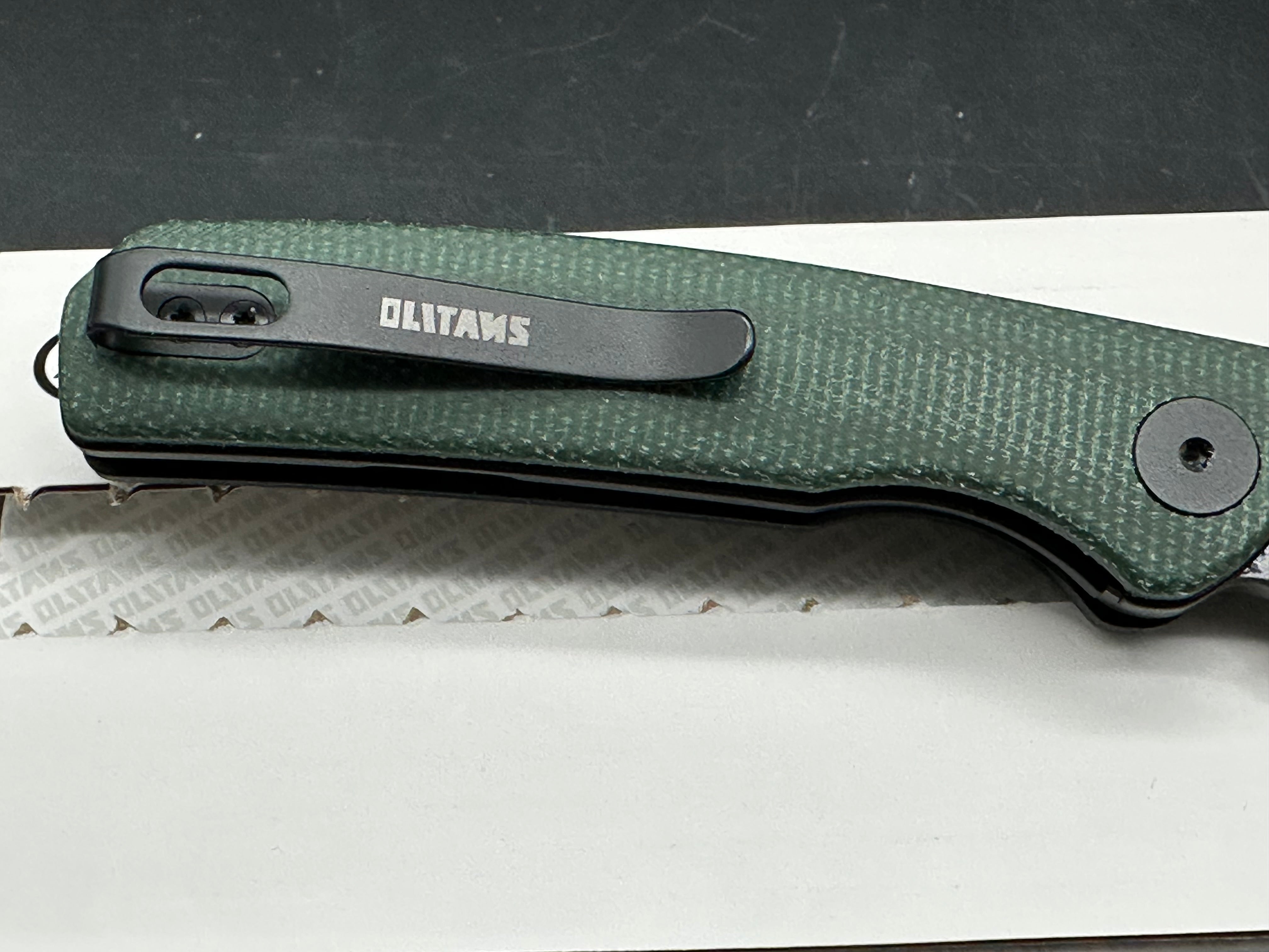Olitans Gecko SE G080 (3.07''+SLD Magic+PVD+Green Micarta)-Liner Lock-thumb stud