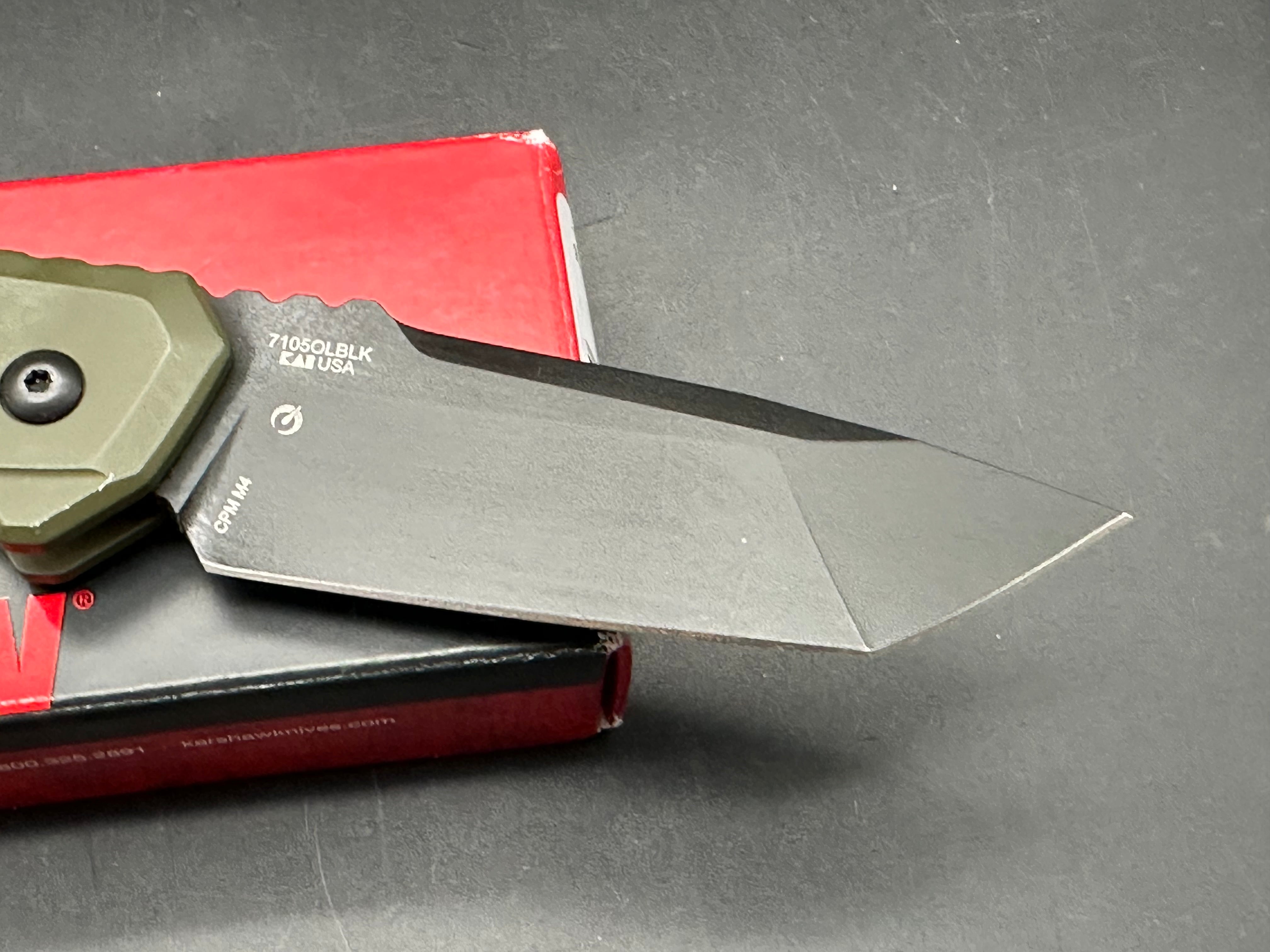 KERSHAW LAUNCH 16 SIDE OPENING AUTO KNIFE OLIVE/BLACK ALUMINUM HANDLE TANTO M4