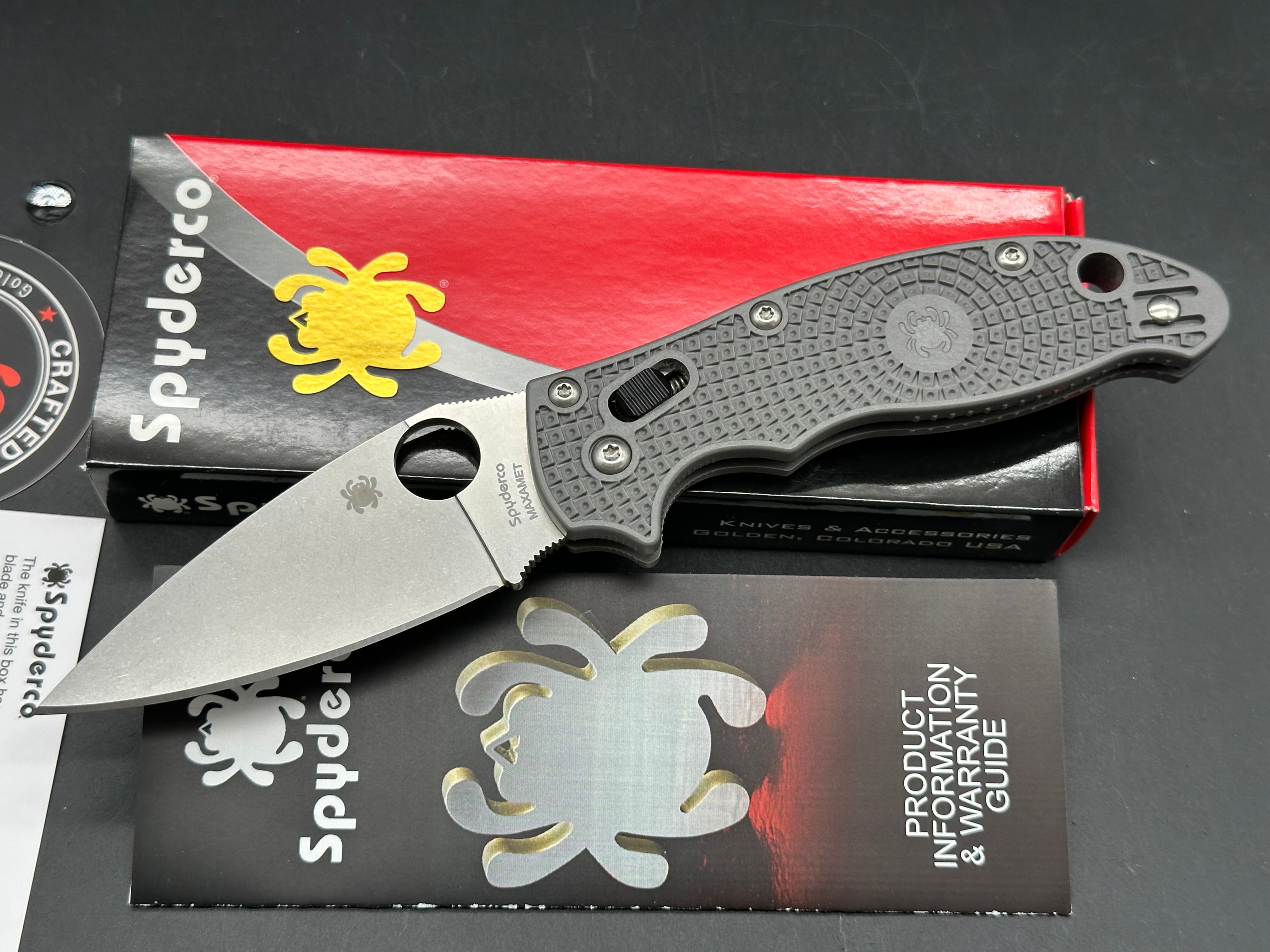 Spyderco Manix 2 LWGrey FRN Scales, 3.39" Maxamet Blade