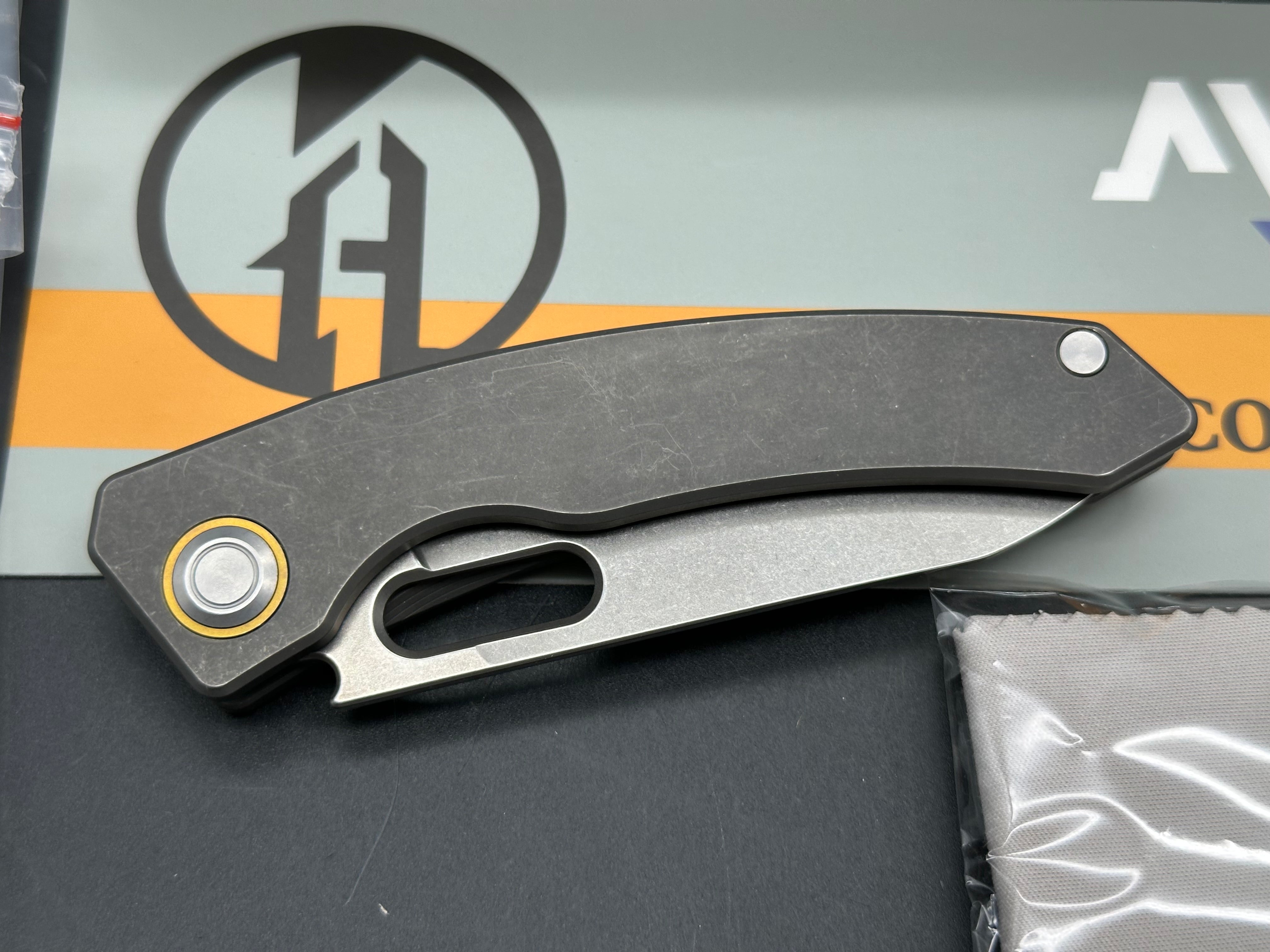 Maxace Black Mirror Solid Titanium Handle, 3.28" CPM-S90v Blade