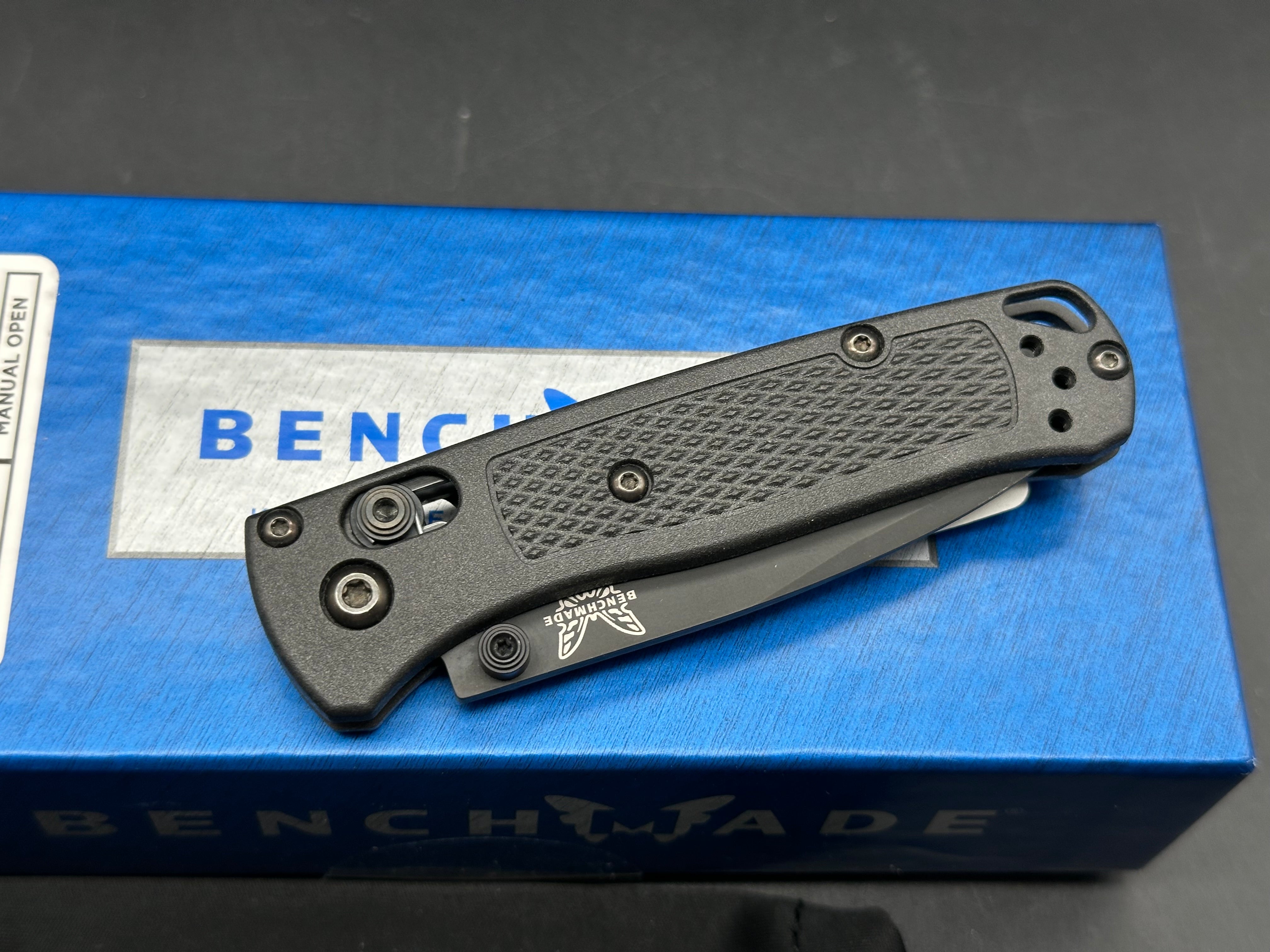 Benchmade Mini Bugout Black CF Elite Handle, 2.8" S30v Blade